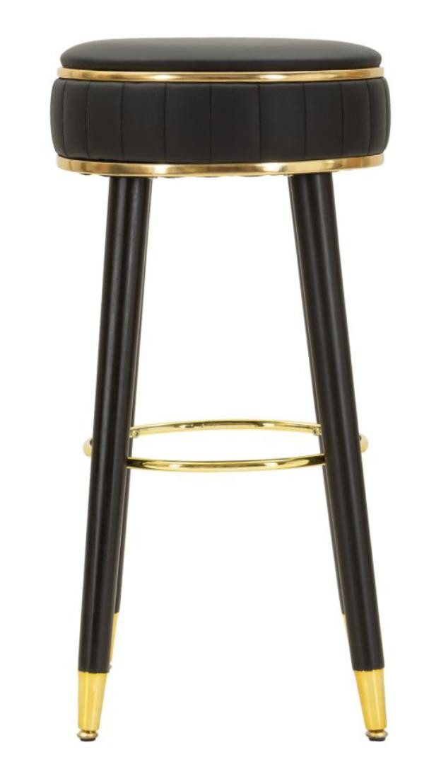 Natur24 Esszimmerstuhl London Barhocker 37 x 74 x 38 cm Pinie Metall Polyurethan Schwarz Gold