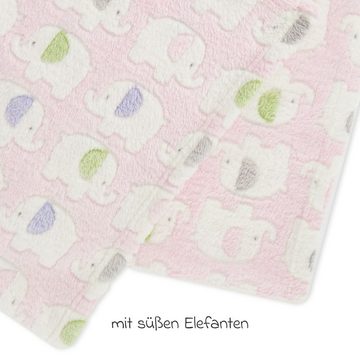 Babydecke Elefanten - Grau Weiß, Fillikid, Babydecke Baumwolldecke 75x100 cm Kuscheldecke