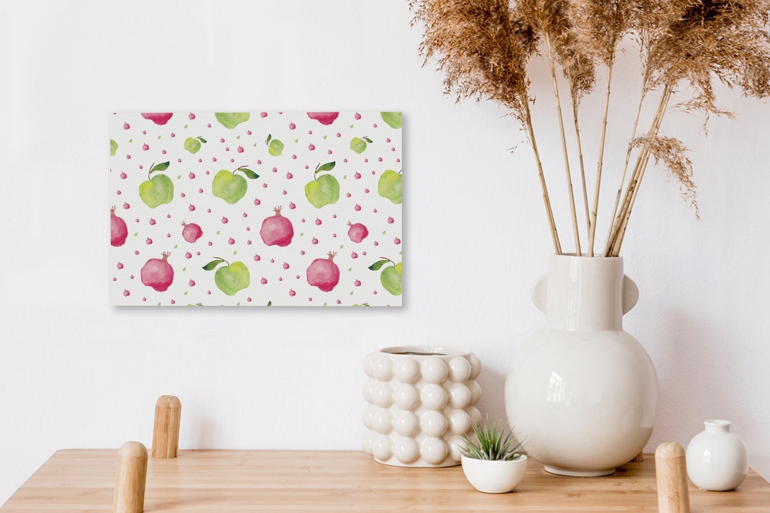 Leinwandbild Wandbild Wanddeko, Apfel Granatapfel Leinwandbilder, 30x20 St), - cm - Vorlagen, OneMillionCanvasses® Aufhängefertig, (1
