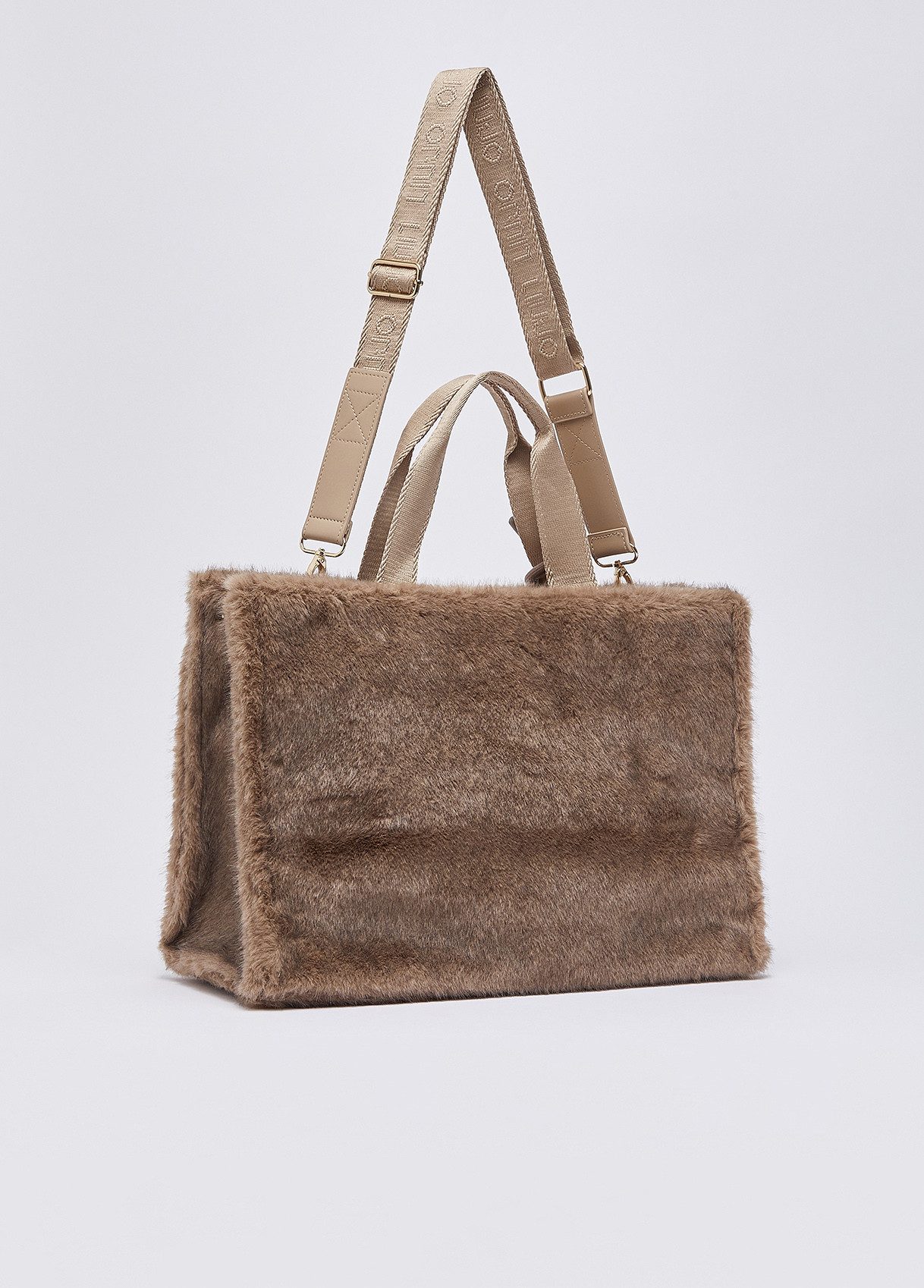 Liu Jo Handtasche L TOTE - großer Teddyshopper beige mit Logoanhänger