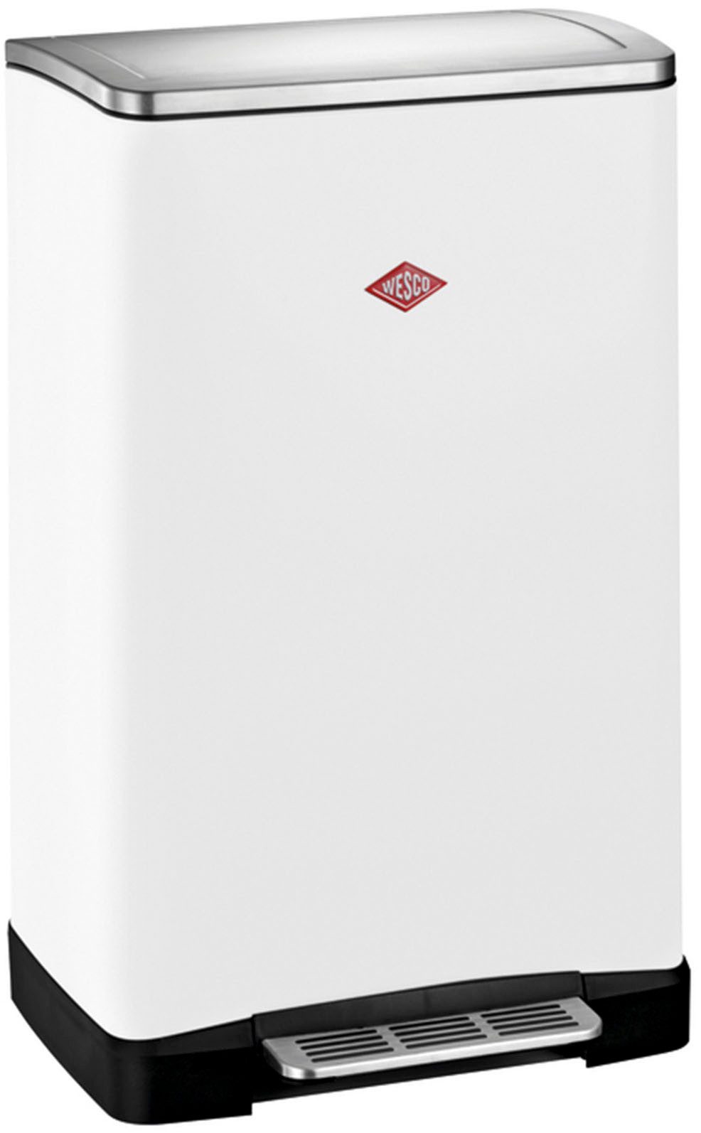 WESCO Mülltrennsystem Big Double Boy Abfallsammler mit Dämpfer, mit Kunststoffeinsatz, Edelstahldeckel mit Arretierung und Fußtritt