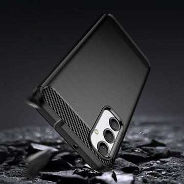 cofi1453 Bumper Carbon Case für Samsung Galaxy A25 5G flexible Silikon Hülle schwarz