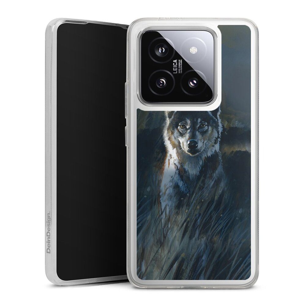 DeinDesign Handyhülle Wolf Natur Malerei Wolf 2, Xiaomi 14T Pro Silikon Hülle Bumper Case Handy Schutzhülle