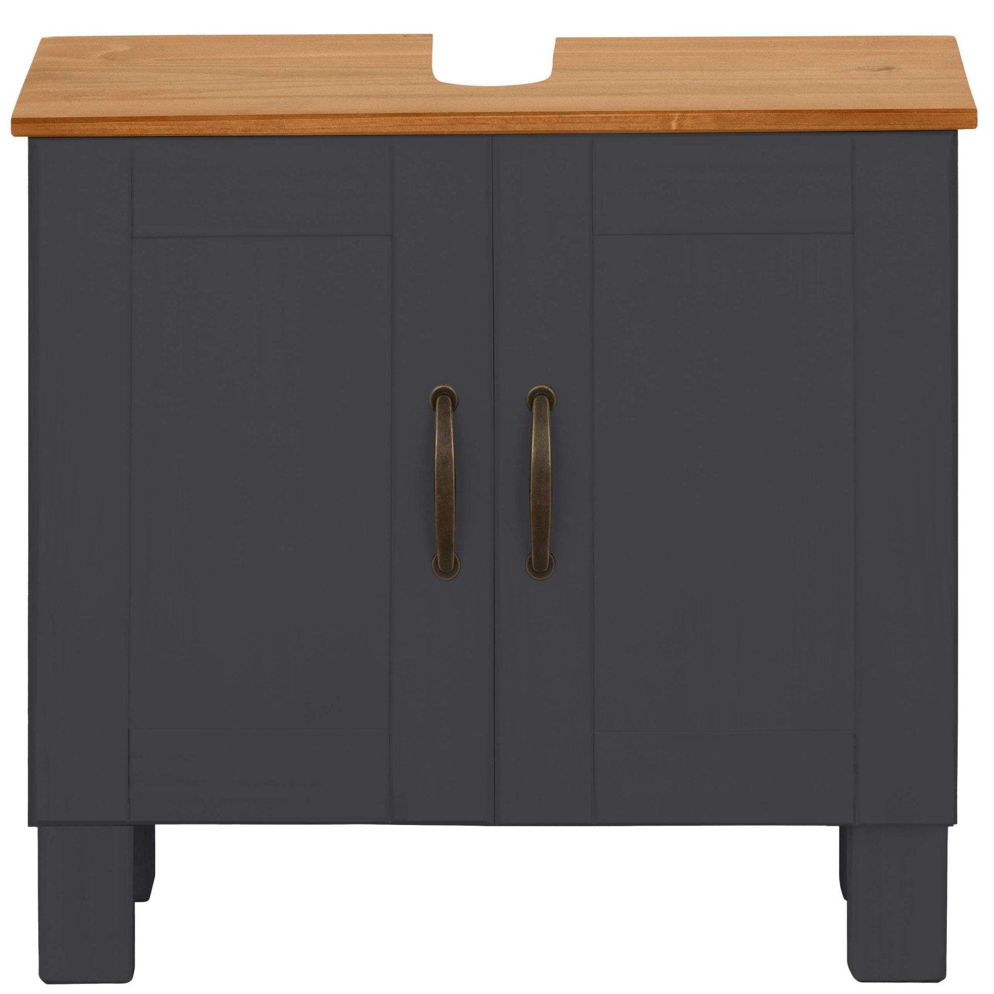 Home affaire Waschbeckenunterschrank Rodby FSC®-zertifiziertes Massivholz, Griffe Metall, Breite 60cm, Höhe 55cm