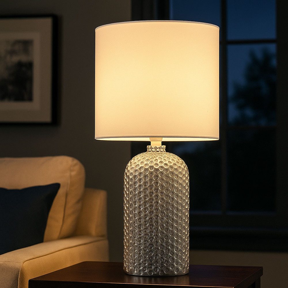 GLOBO LIGHTING Schreibtischlampe, Leuchtmittel inklusive, Warmweiß, Tischleuchte Tischlampe Nachttischleuchte Weiß Glas LED