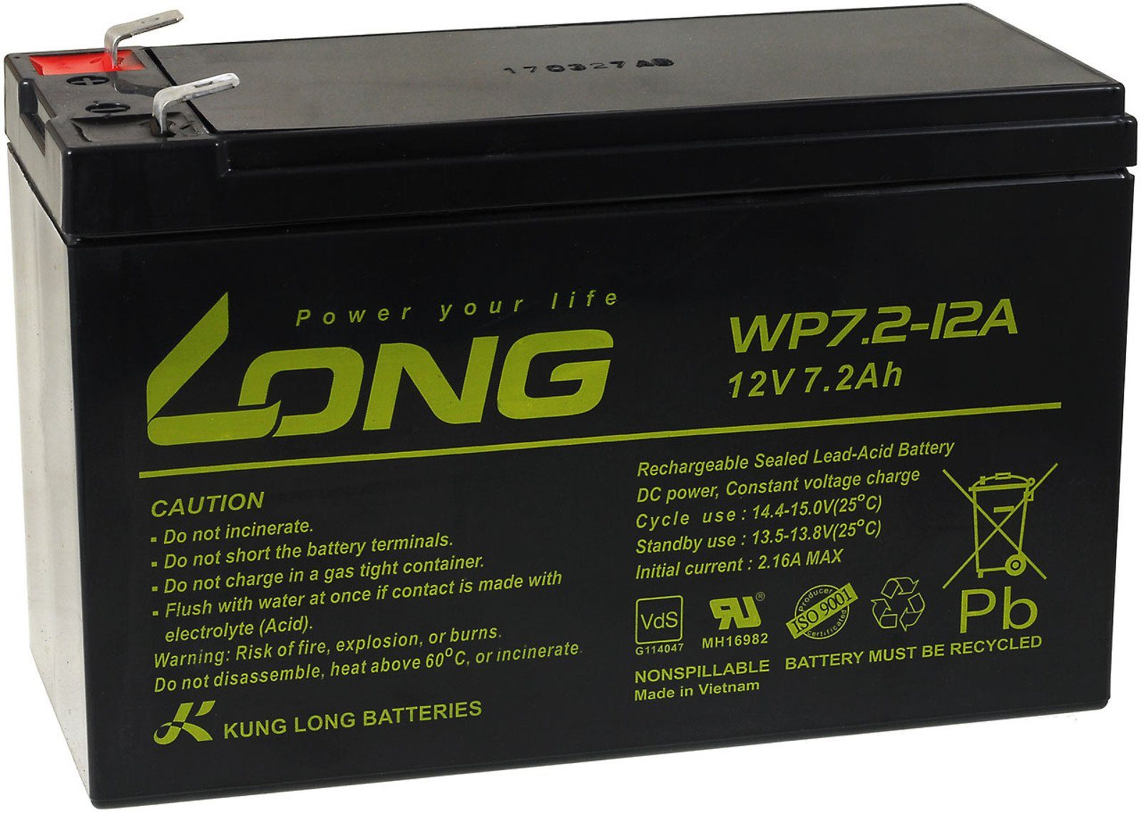 Powery KungLong Ersatzakku für USV APC RBC 110 Bleiakkus 7200 mAh (12 V)