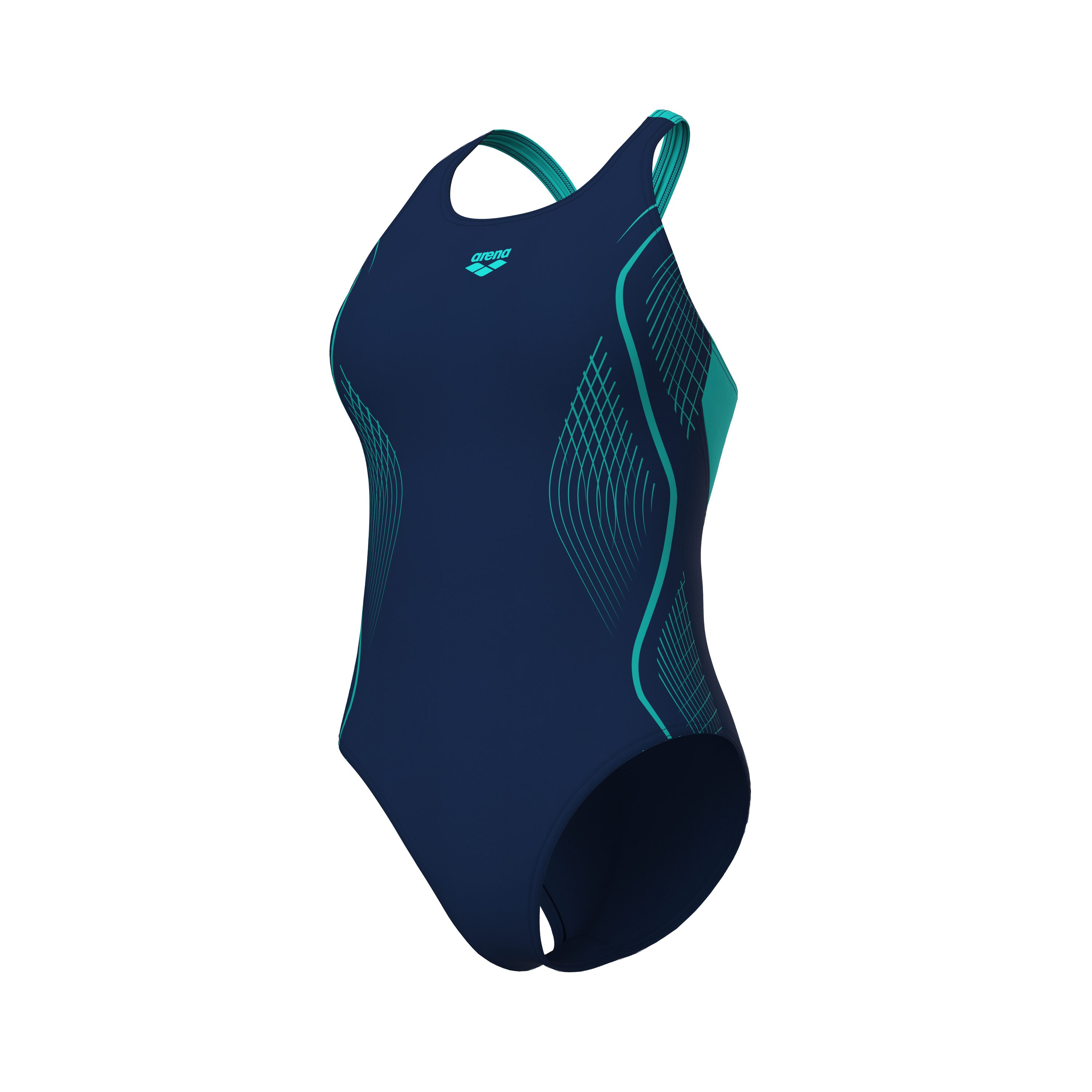 Arena Badeanzug WOMEN'S ARENA GRID SWIMSUIT V BACK GRAPHIC
