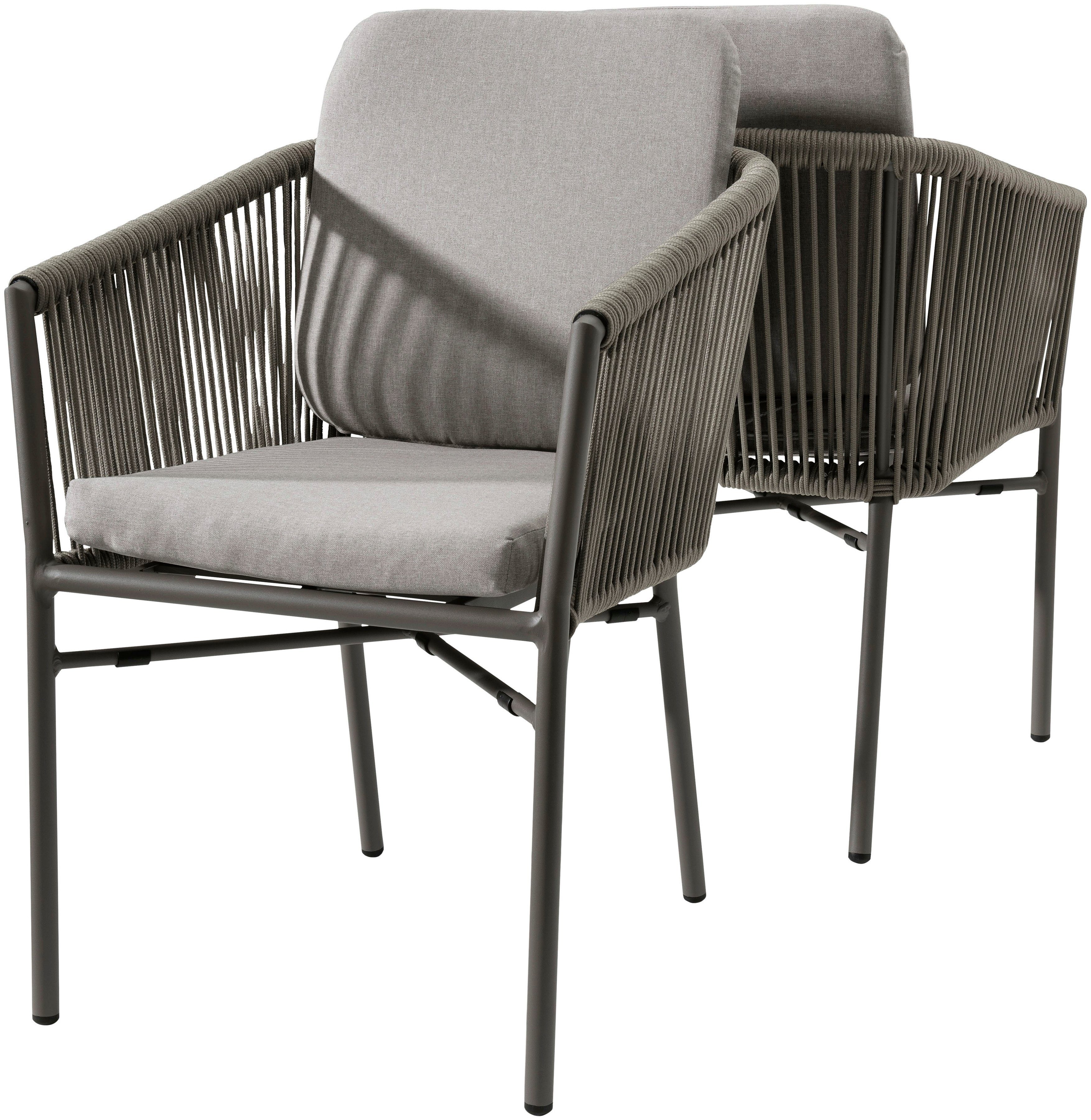 Destiny Gartensessel LUCCA (Set, 2-St), Aluminium, Olefin-Rope, inkl. Auflagen, stapelbar