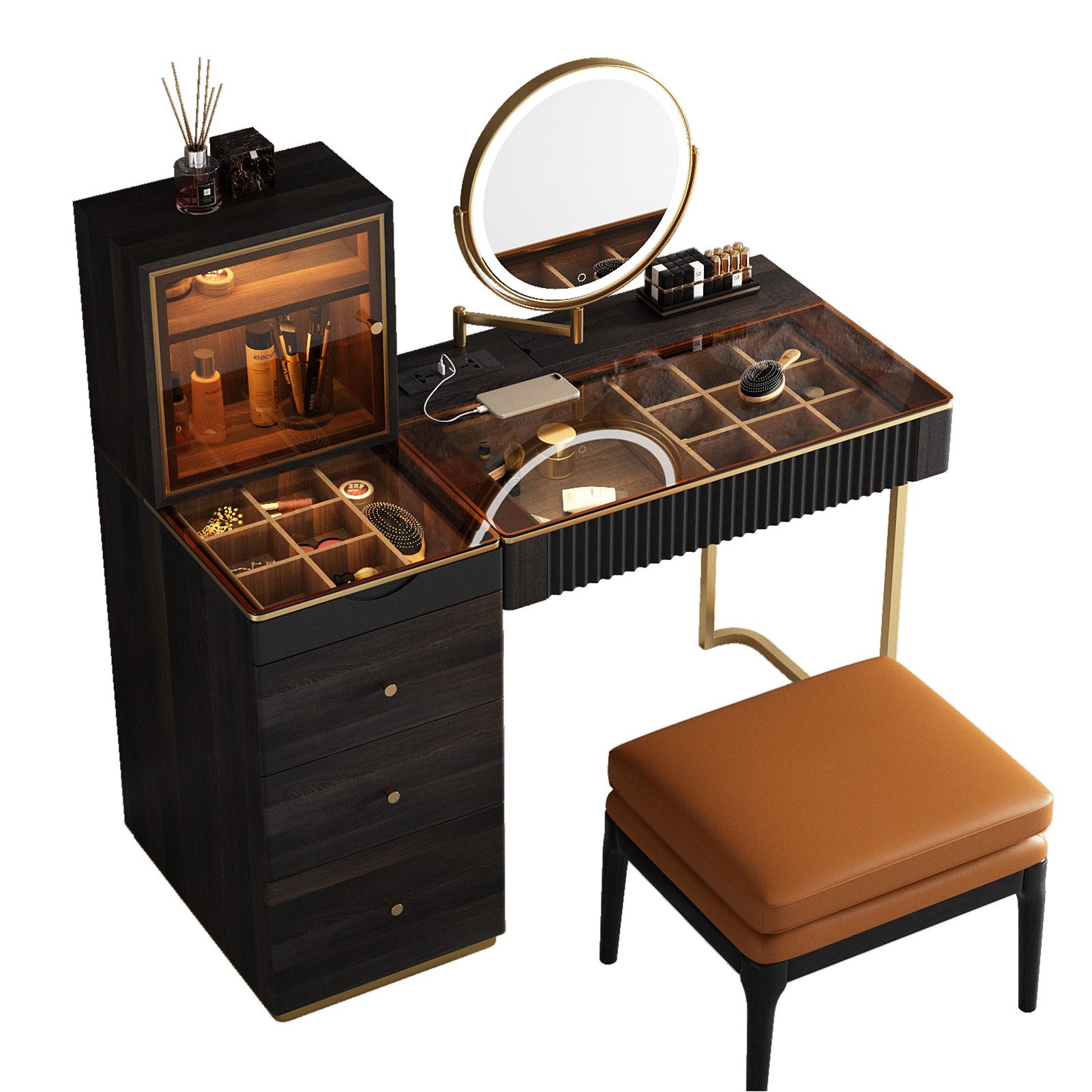 Graceabode Schminktisch mit Spiegel, Beleuchtung und Hocker – Ideal für Ihr günstig online kaufen
