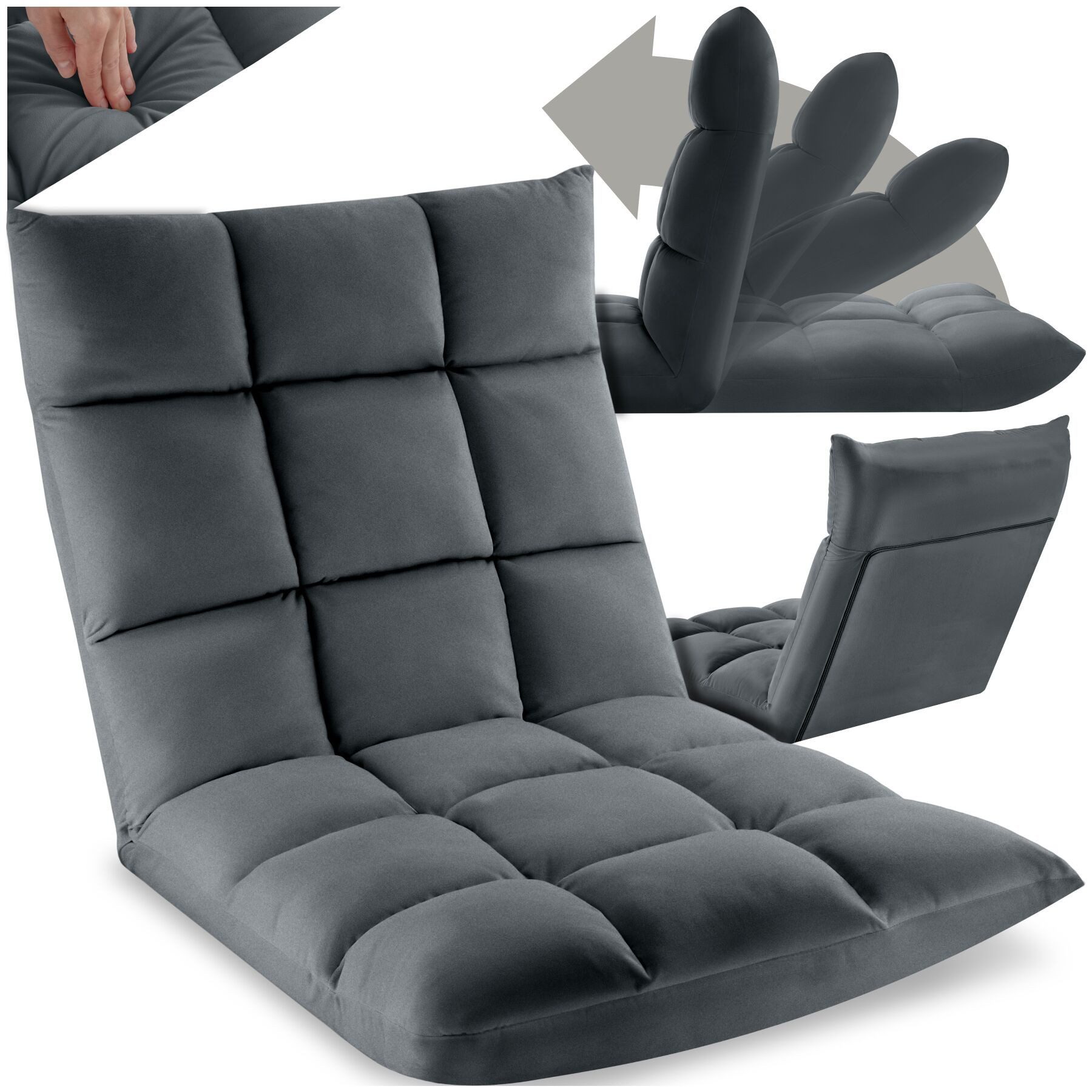 tectake Relaxsessel Кресла Snooze, 2 in 1 Samt, 14-fach verstellbar, 2 in 1 als Кресла oder Liege, gepolstert, mit Samtbezug