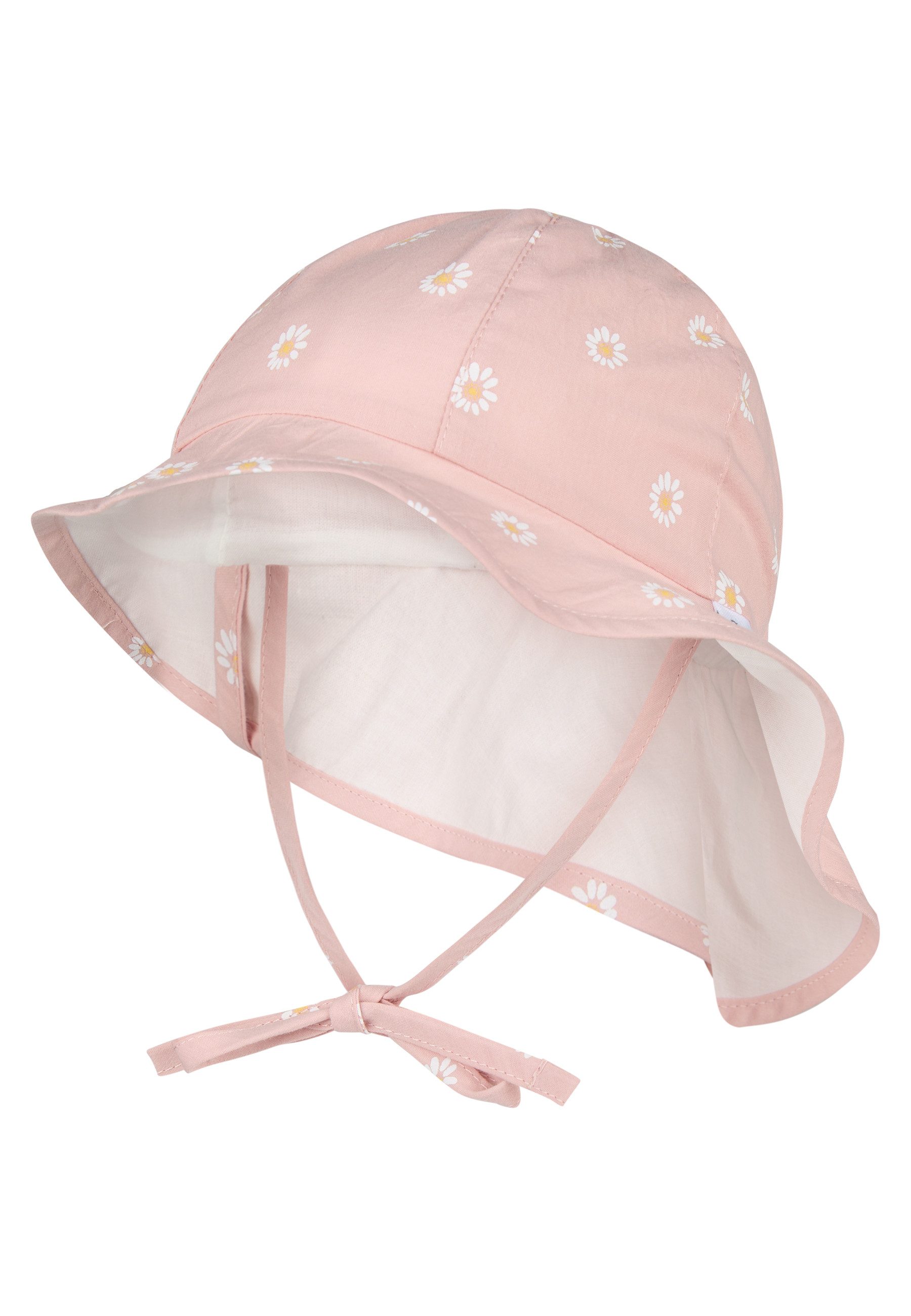 Sterntaler® Sonnenhut Sonnenhut Gänseblümchen (1-St) Sonnenhut mit Gänseblümchen, Gummi, Bindeband & Nackenschutz