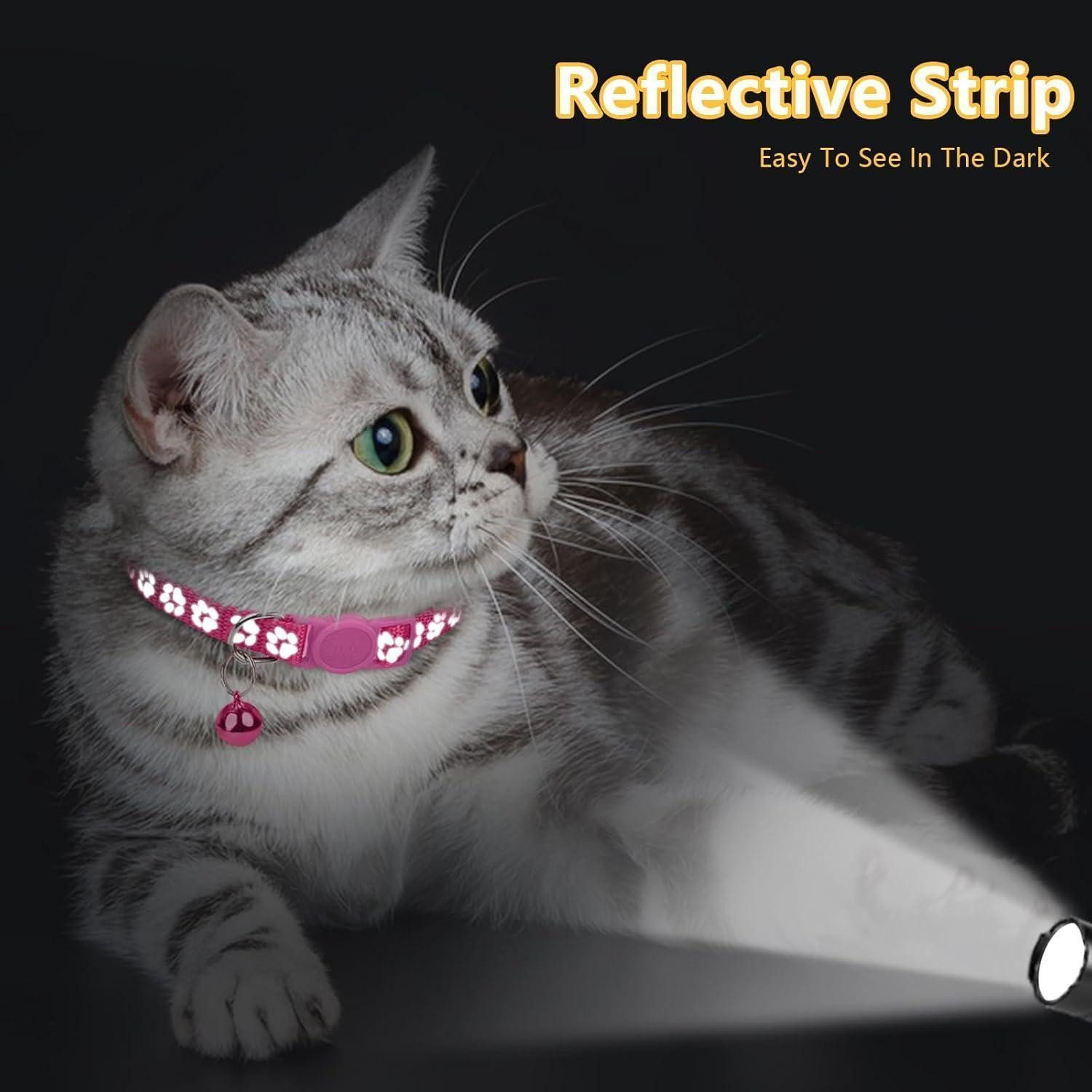 LuxusKollektion Katzen-Halsband Katzenhalsband Set Reflektion Glöckchen Pink