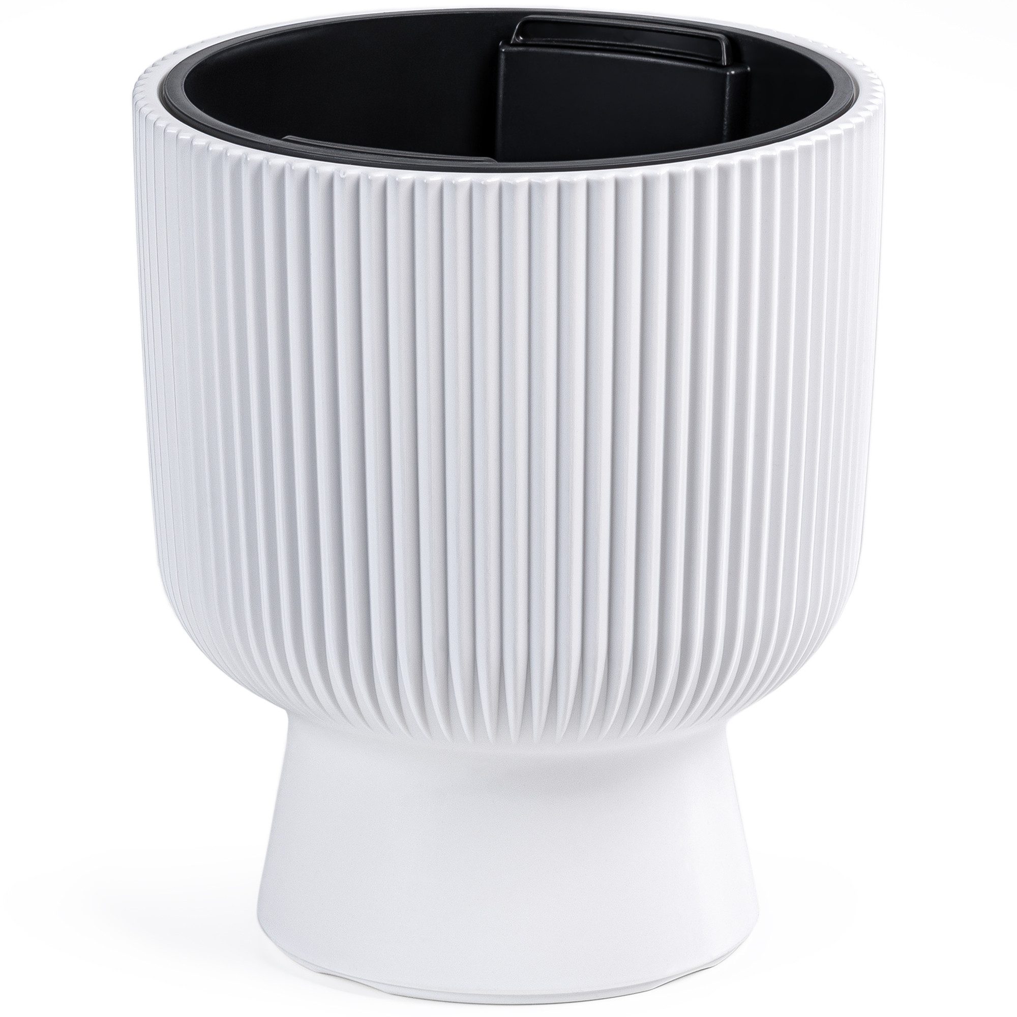 KONZEPT Blumentopf aus Kunststoff mit Einsatz, in Rippen-Optik, Ø 30 cm, 18L, Frostbeständig, Leicht, Rostbeständig, UV-beständig, Wetterfest