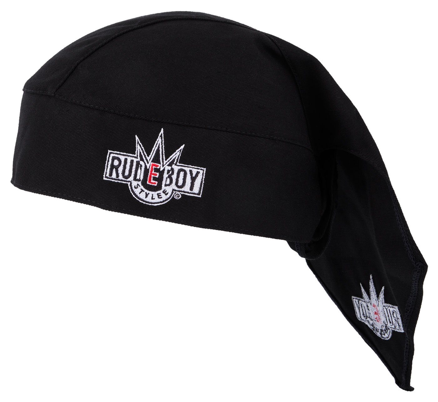 Rudeboy Stylee Bandana Kopftuch Biker Cap bestickt für Damen, Herren und Kinder, Einheitsgröße Schwarz