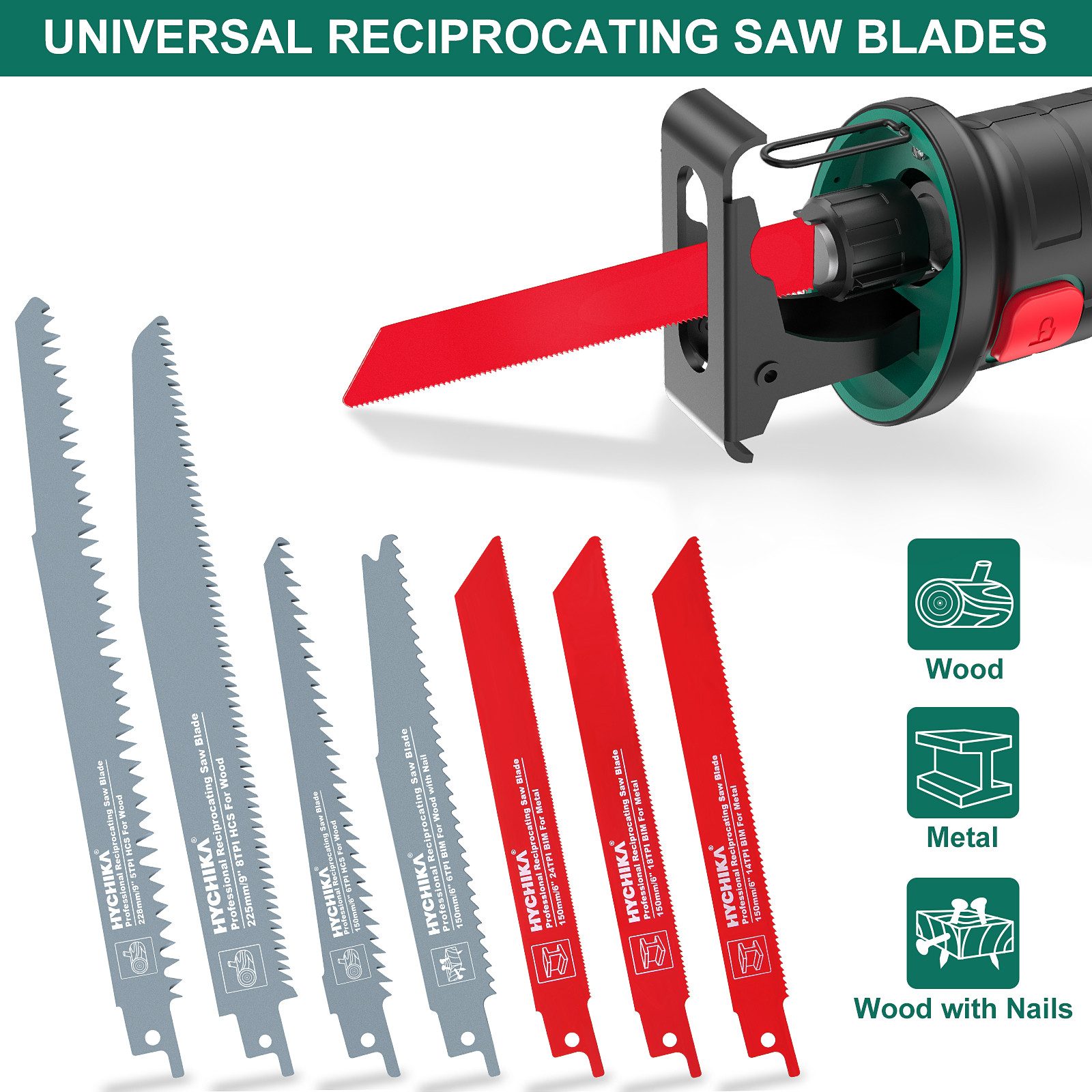 HYCHIKA Sägeblatt 6PCS/16PCS Reciprocating Saw Blades, HYCHIKA Sabre Saw Blades