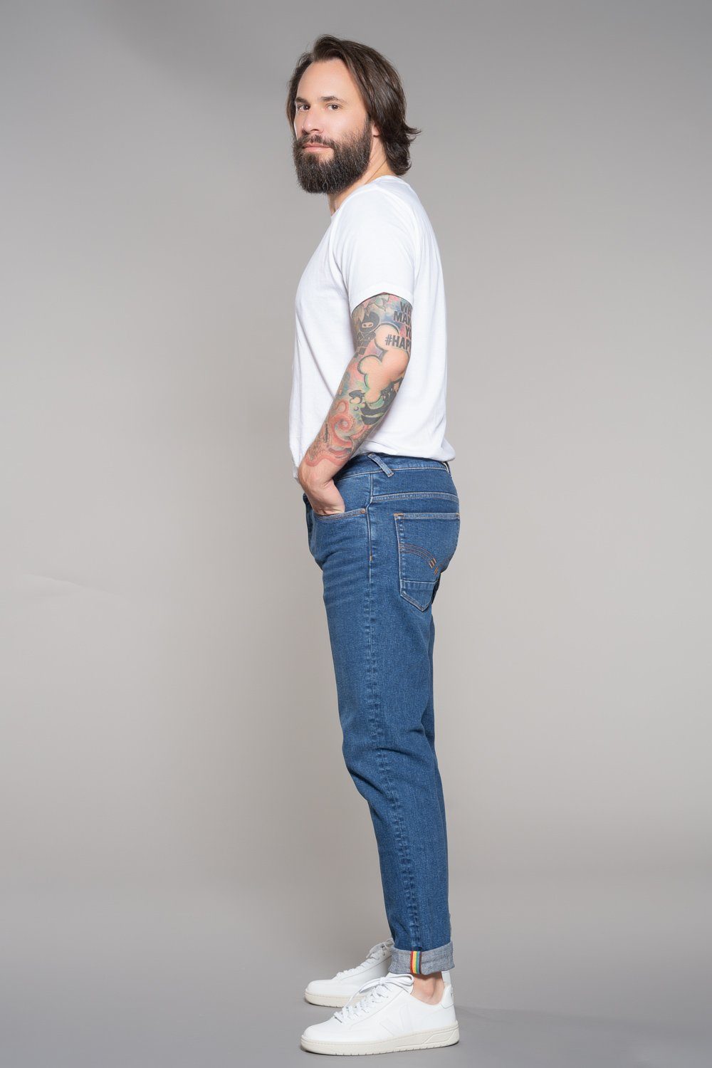 Unisex Waist, Fit, Slim Medium Slim-fit-Jeans Fit, Blue Feuervogl Fashion Slim Unisex, 5-Pocket-Style, fv-West:minster, Medium Waist