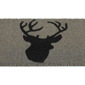 Fußmatte Kokos Fußmatte mit Hirsch, relaxdays, Höhe: 15 mm