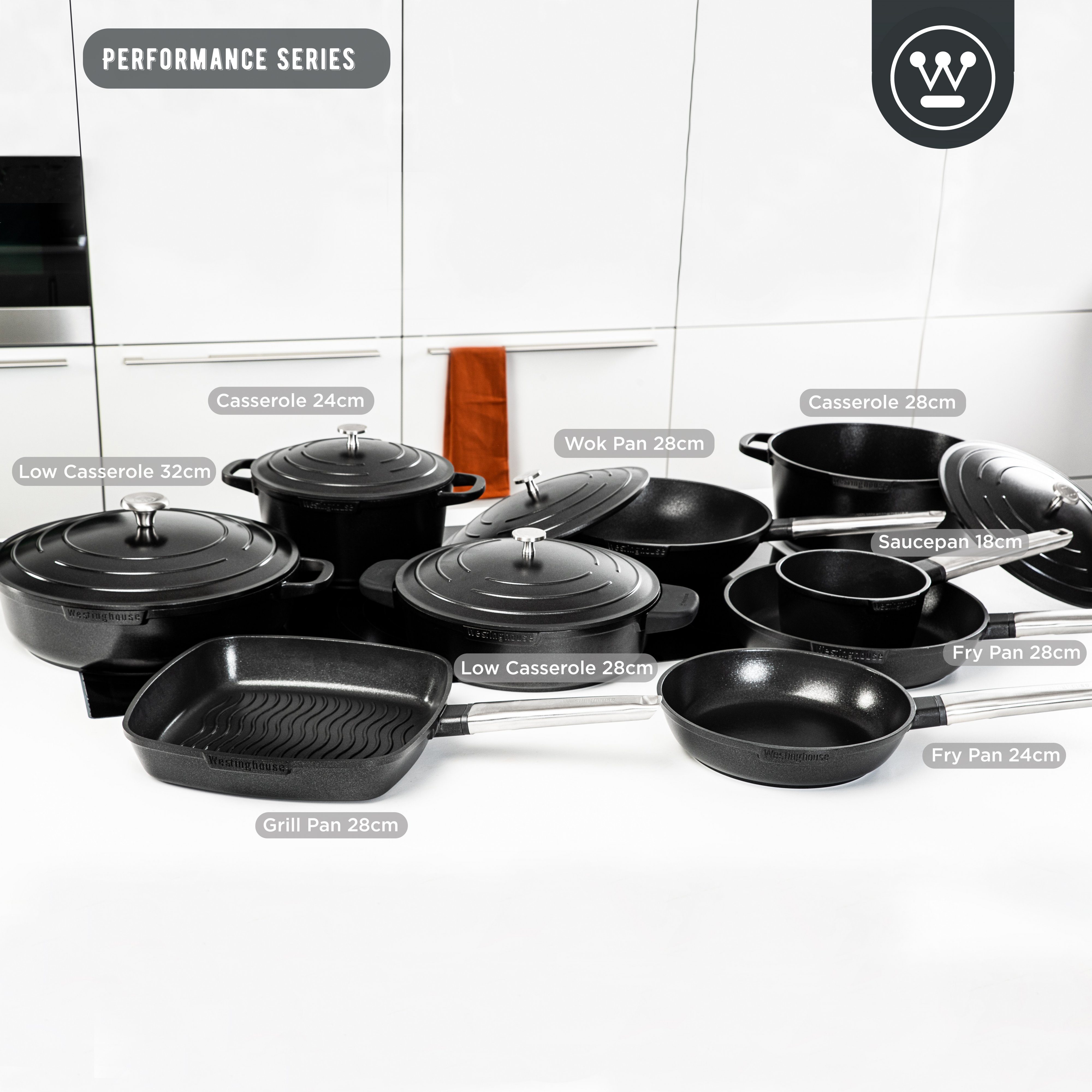 Westinghouse Kochtopf Performance Serie Beschichtet, / Herdarten Aluminium, 4,5 für 24 Volumen, 28Øcm, / 6,7L alle schwarz
