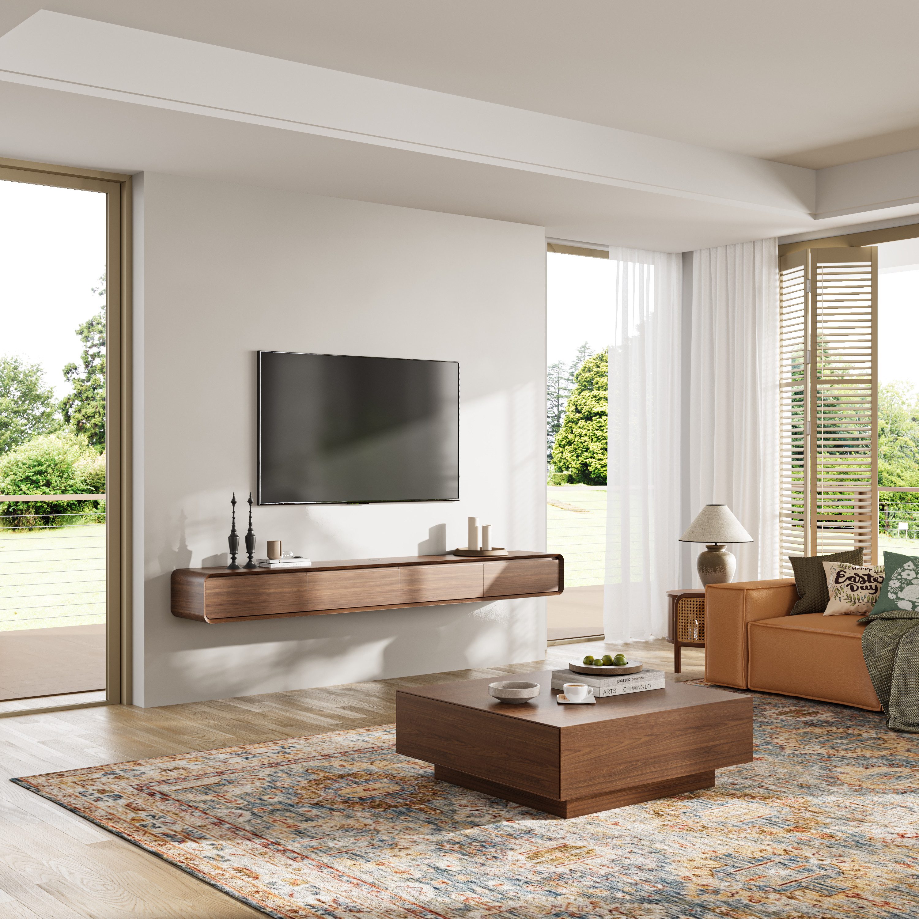 POVISON TV-Schrank Minimalistischer schwebender TV-Schrank 200 cm, dunkles günstig online kaufen