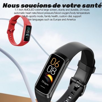findtime Smartwatch (1,01 Zoll, Android, iOS), mit Sportmonitor, Ganztägiger Schlaf, Fitness-Uhr, IP67 Wasserdicht