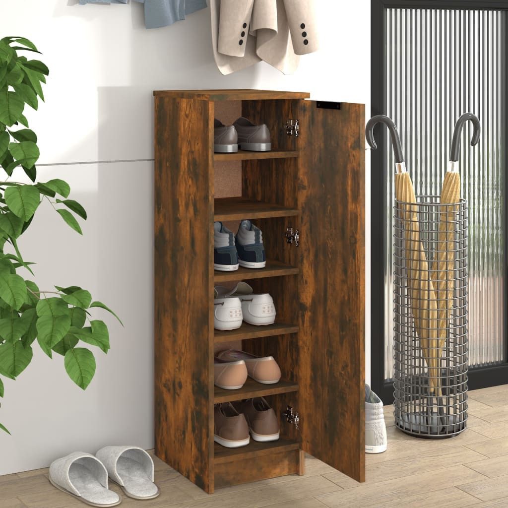 vidaXL Schuhschrank NA Schuhschrank Räuchereiche 30x35x100 cm Spanplatte