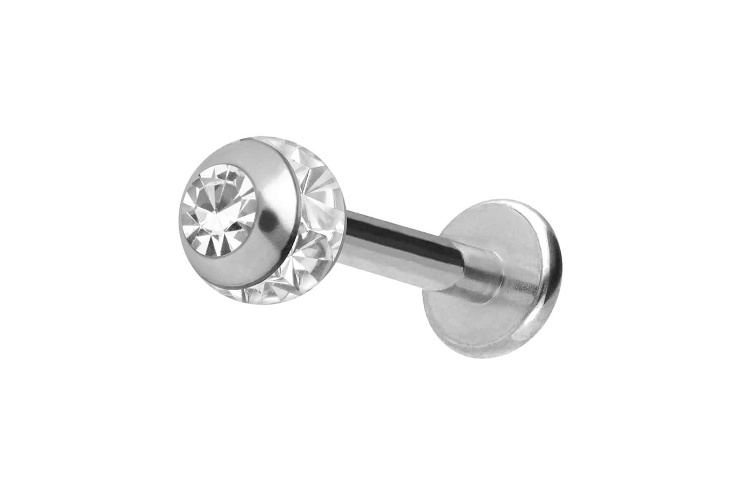 PIERCINGLINE Piercing-Set Chirurgenstahl Labret EPOXY-RING-KUGEL + KRISTALL (Labrets, 1-tlg)