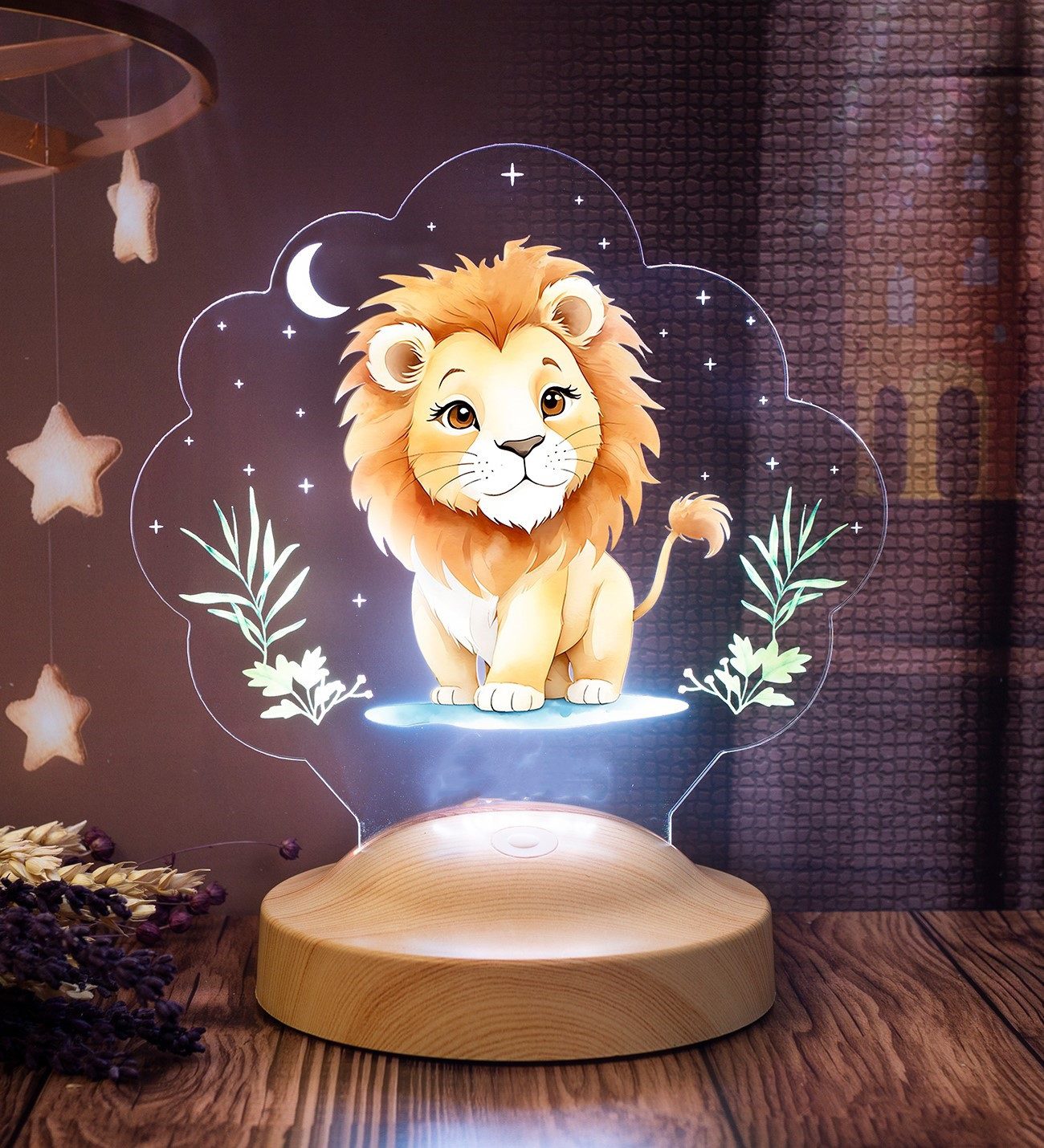 Geschenkelampe LED Nachttischlampe Löwe 3D Nachtlicht günstig online kaufen