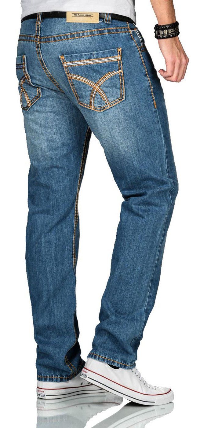 Alessandro Salvarini Straight-Jeans Herren Comfort Fit – Baumwolljeans im 5-Pocket-Style Klassische Jeans aus 100 % Baumwolle mit Knopfleiste