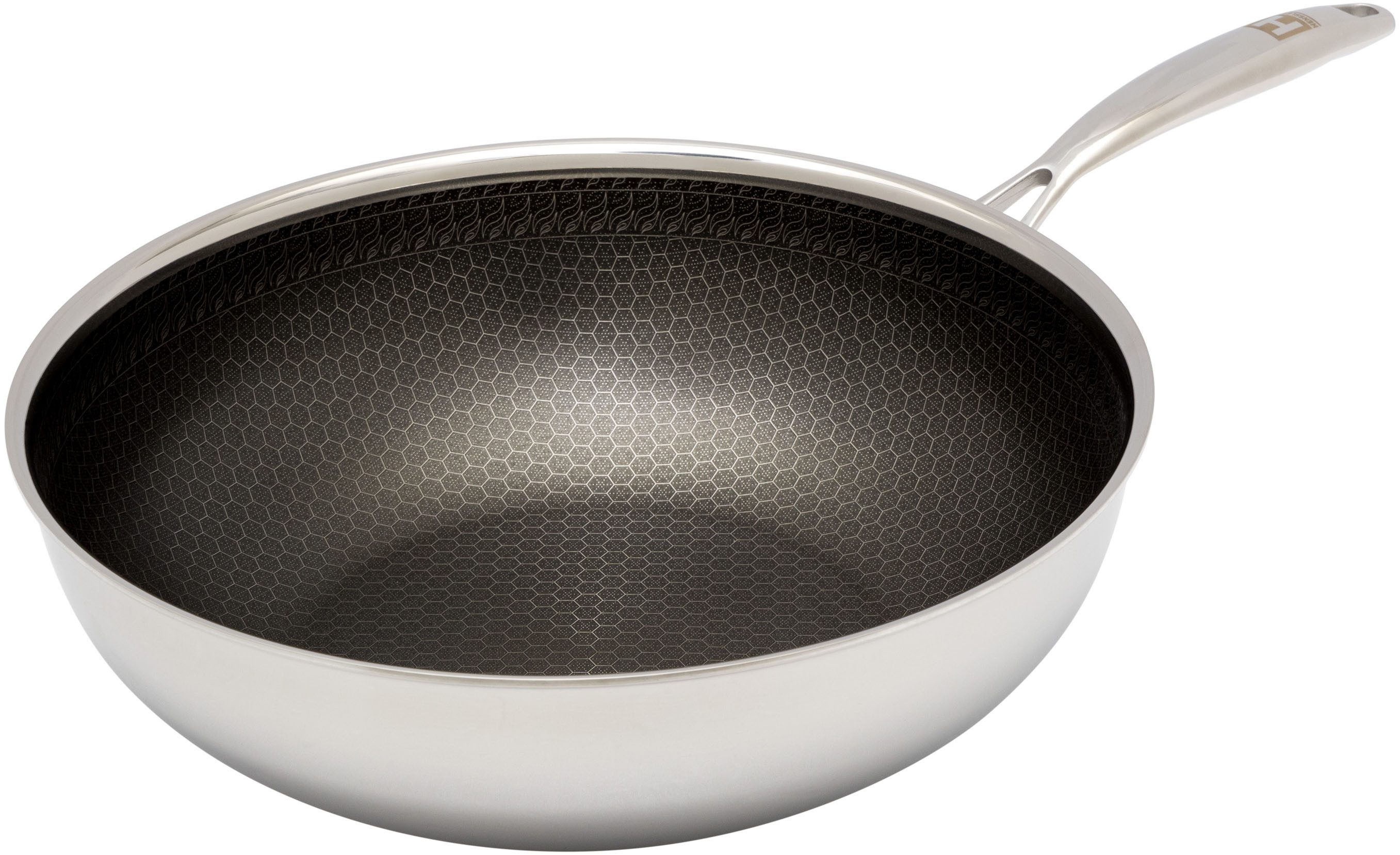HENSSLERS Wok HENSSLERS Edelstahl Wok inkl. Glasdeckel, Ø 28 cm, Edelstahl (2-tlg), Wokpfanne für die asiatische Küche