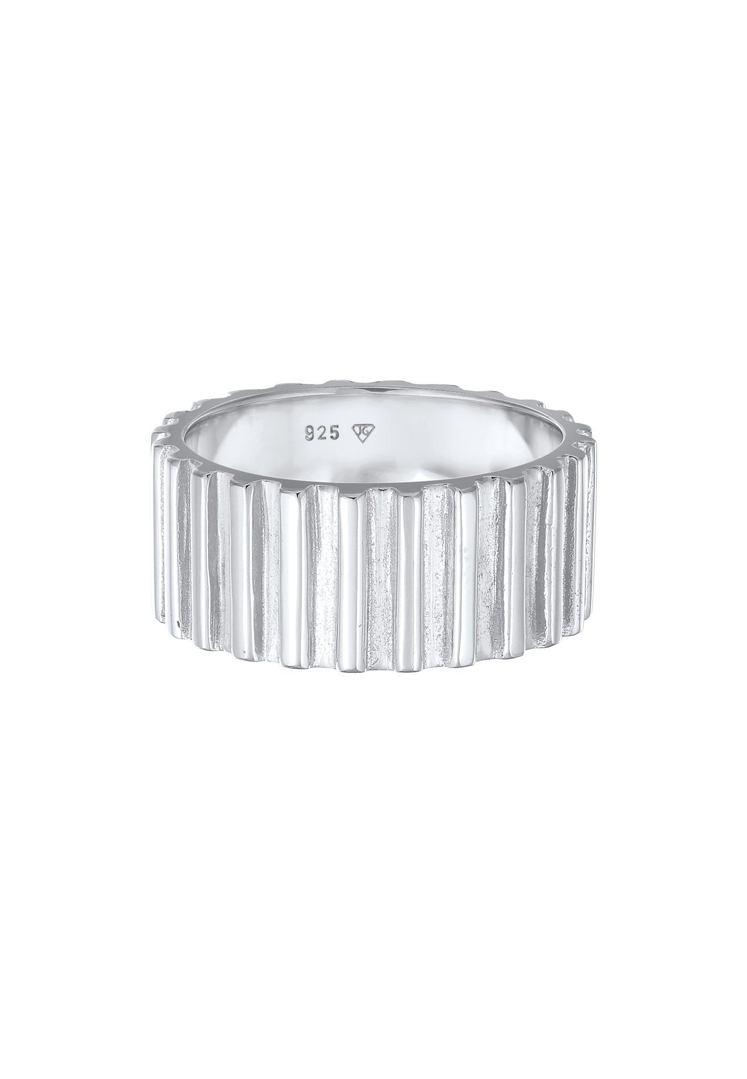 Damen Schmuck Elli Premium Fingerring Bandring Relief Rillen Trend Breit 925 Silber