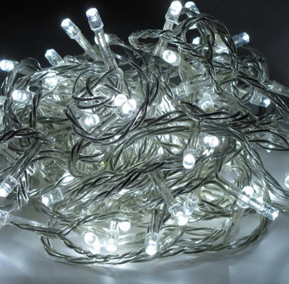 Linder Exclusiv GmbH LED-Lichterkette kaltweiss Kabel transparent, 48-flammig, transparenter Kabel