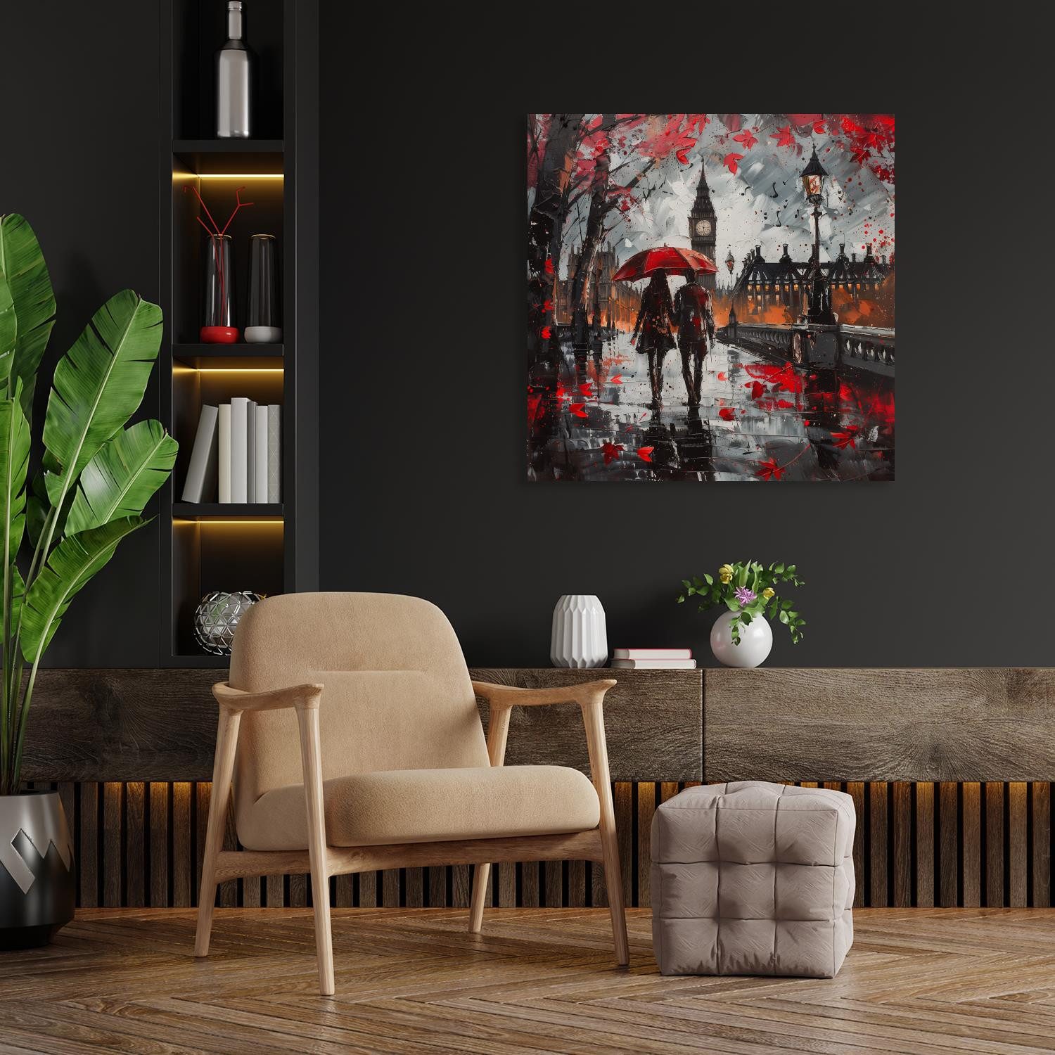 queence Leinwandbild Ein Herbsttag in London, Architektonische Elemente, Bilder von Europa, Bilder von Liebespaaren, Brücken, Filmszene, Großbritannien, Jahreszeiten, Paar, Personen, Rain, Romantisch (1 St), Premium-Leinwandstoff, Handarbeit aus Deutschland
