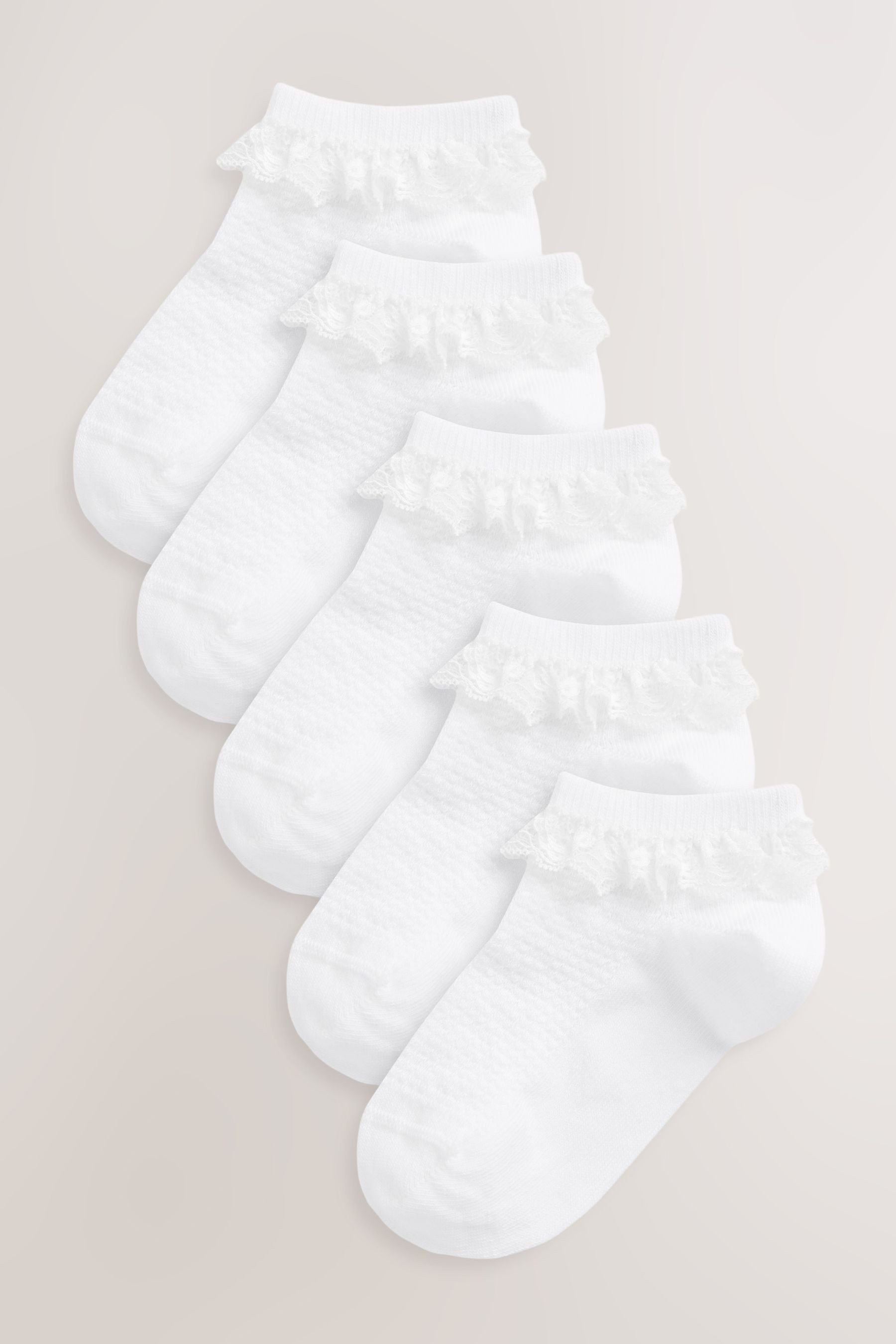 Next Sneakersocken Sneakersocken mit Baumwolle + Rüschen im 5er-Pack (5-Paar)