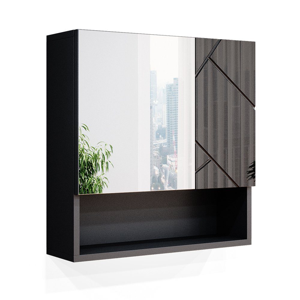 Vicco Badezimmerspiegelschrank Irma, Anthrazit Hochglanz, 54 x 55 cm (1-St)