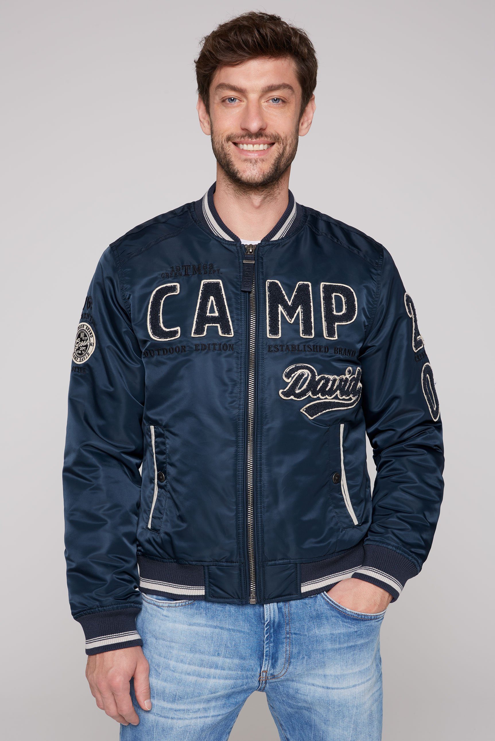 CAMP DAVID Blouson mit großem Frottee-Logo