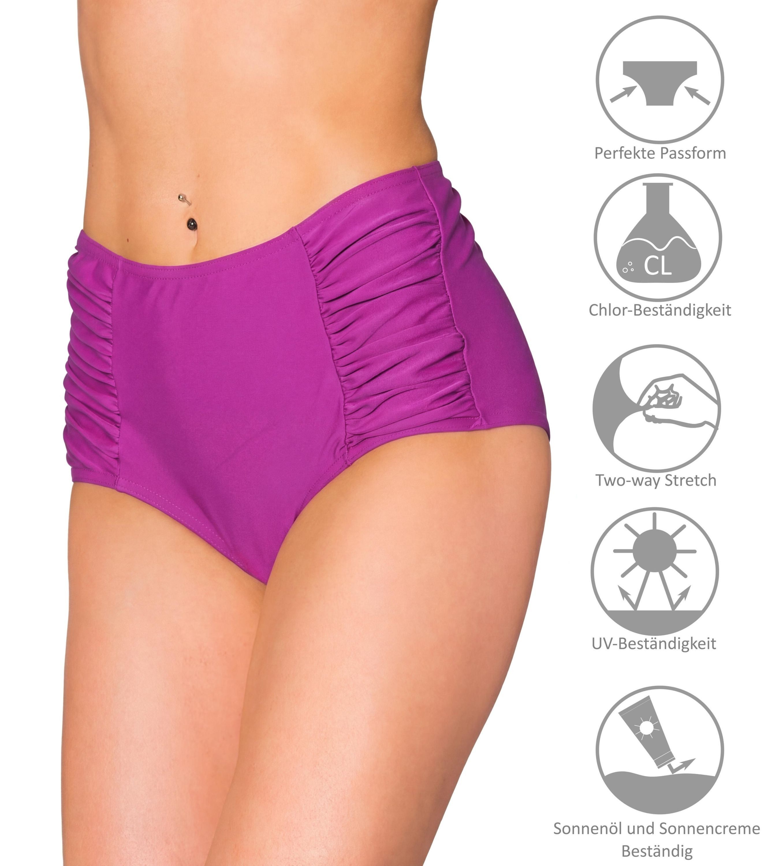 Aquarti Bikini-Hose Aquarti Damen Bikinihose mit Hoher Taille und Raffung – Bild 5 von 5