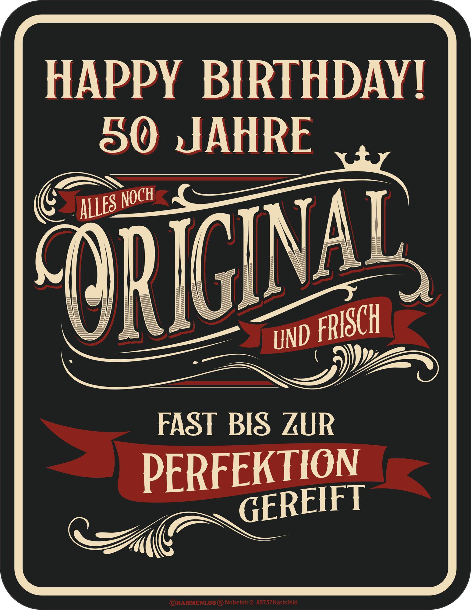 Metallschild 50 Jahre - Fun-Schilder - Perfektion