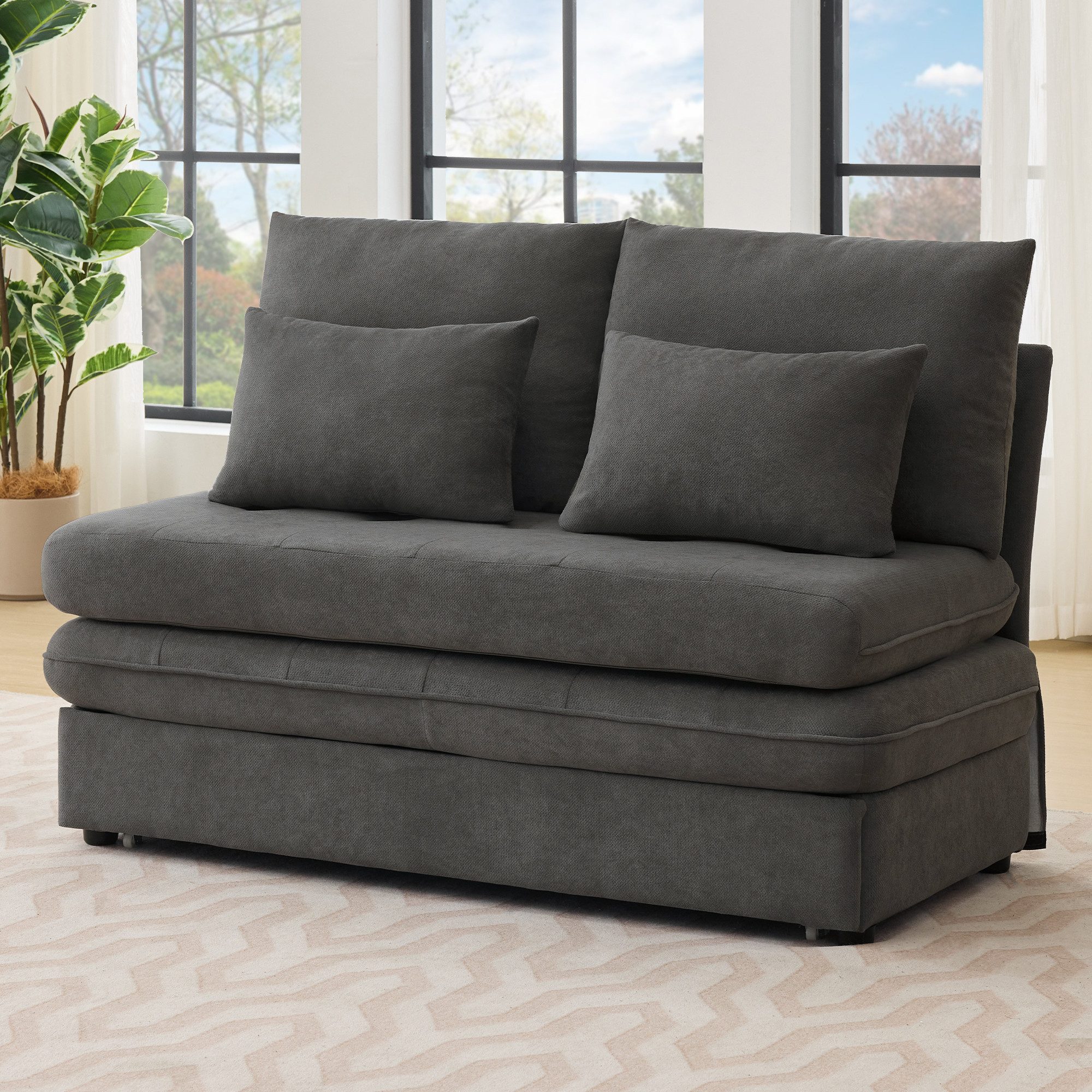 Merax Schlafsofa Klappbares Doppelsofa aus Chenille günstig online kaufen