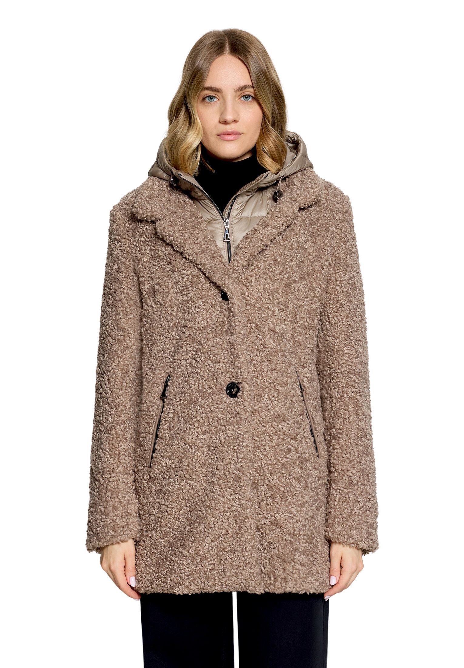 Amber & June Plüschjacke Damen mit abnehmbarem Westenteil