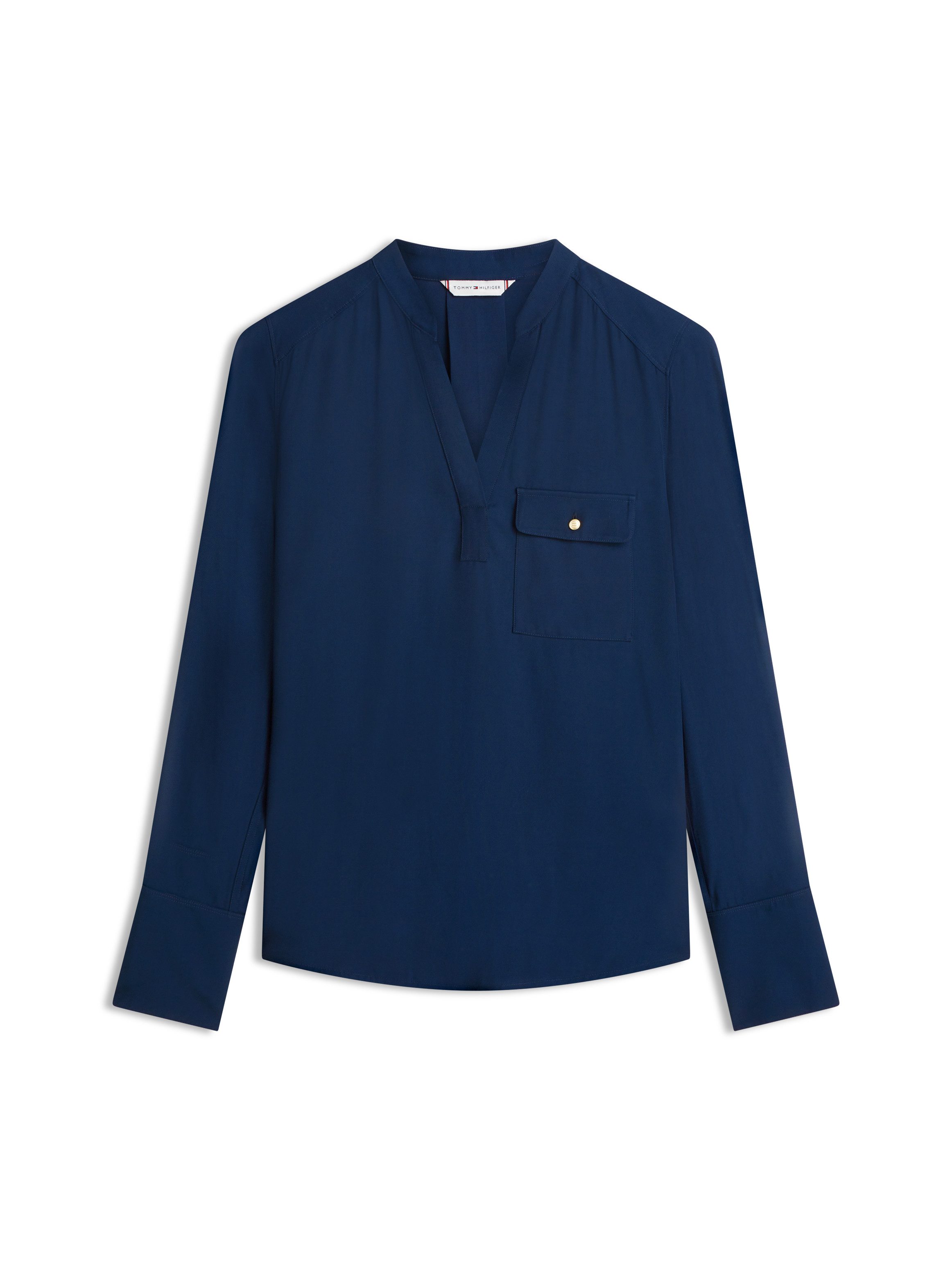 Langarmbluse VIS TWILL V NECK BLOUSE LS