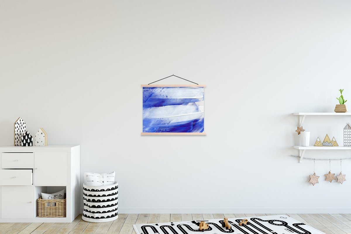 Wohnzimmer, Blau, Bilderleiste, - Posterleiste, St), Design Magnetisch für Textilposter (1 Poster MuchoWow Farbe -