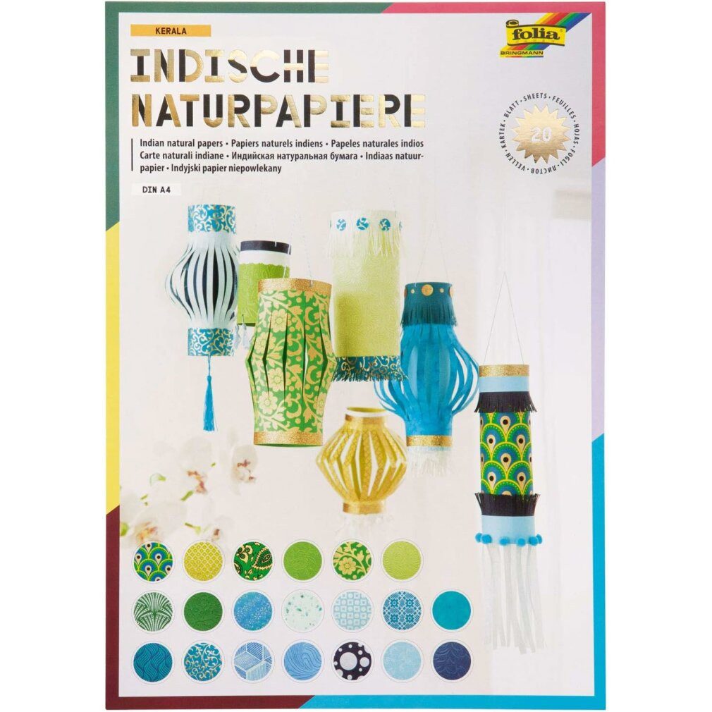 Folia Recyclingpapier Motivblock Colours of India Kerala farbsortiert 20 Blatt
