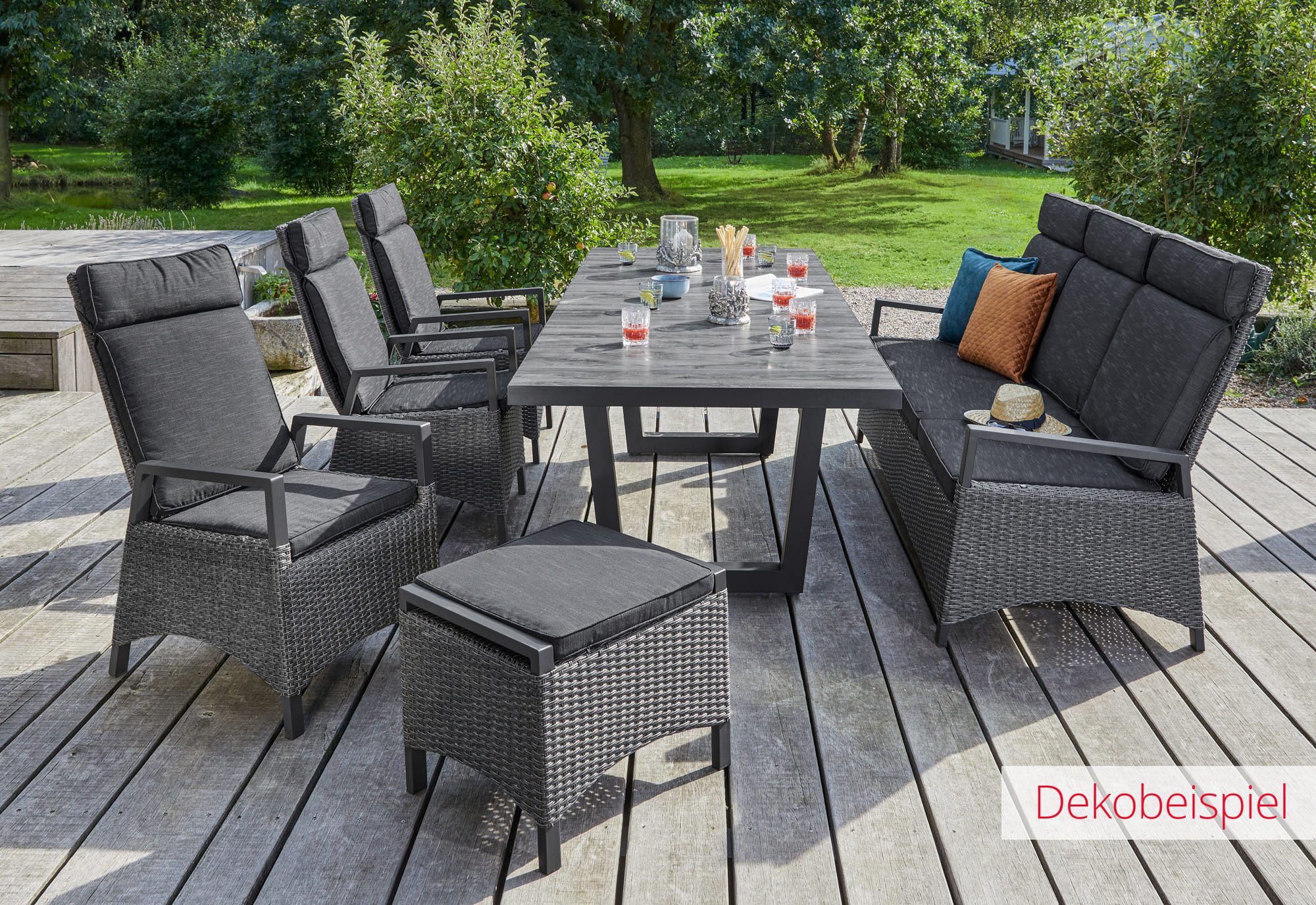 LC Garden Gartentisch Gartentisch 200/260x100 anthrazit Ausziehtisch mit Synchronauszug