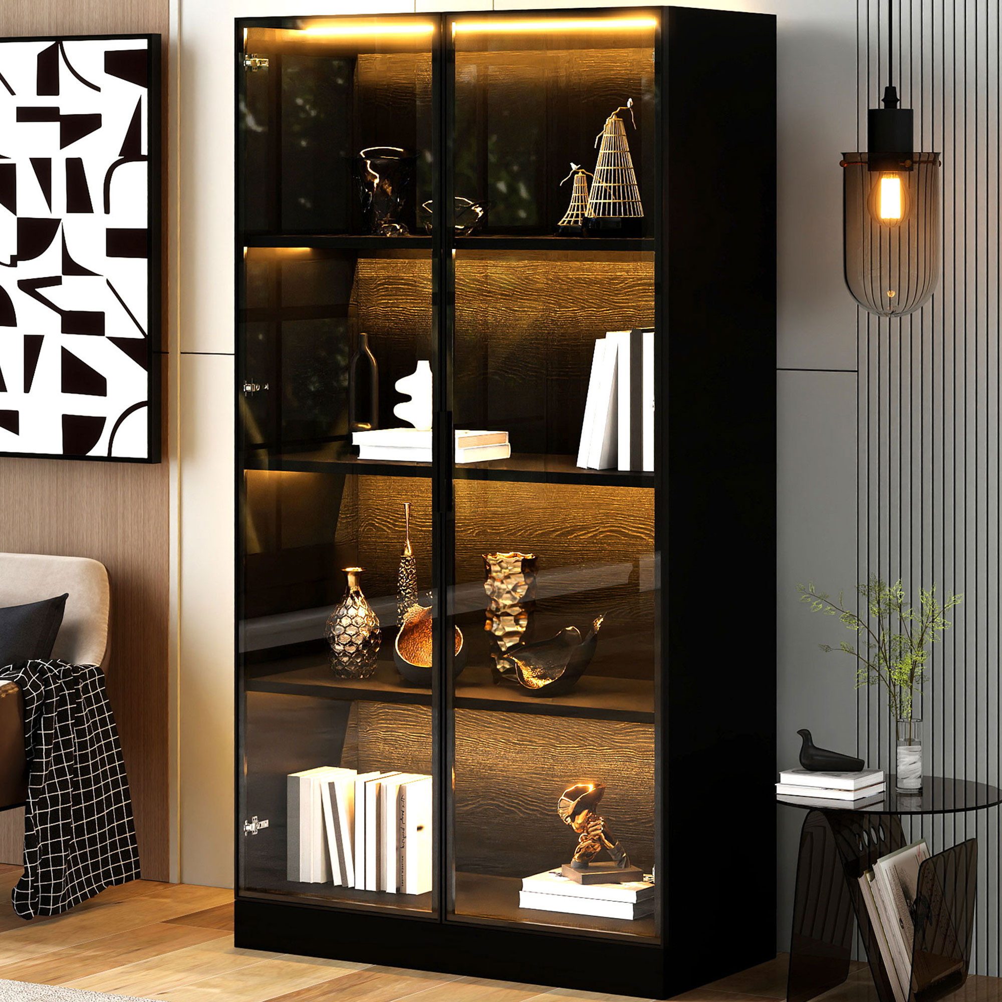 MODFU Vitrine Staubgeschützte Glasvitrine (Bücherregal, Hochschrank, 1-St., günstig online kaufen