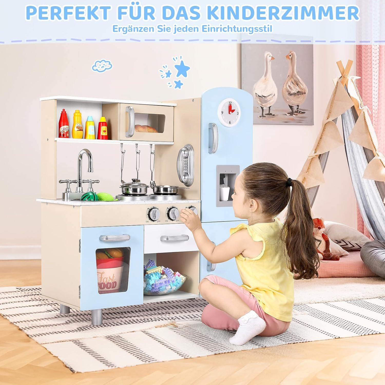 TLGREEN Spielküche mit Licht und Sound, Spielzeugküche für Kinder 81x74x30 günstig online kaufen