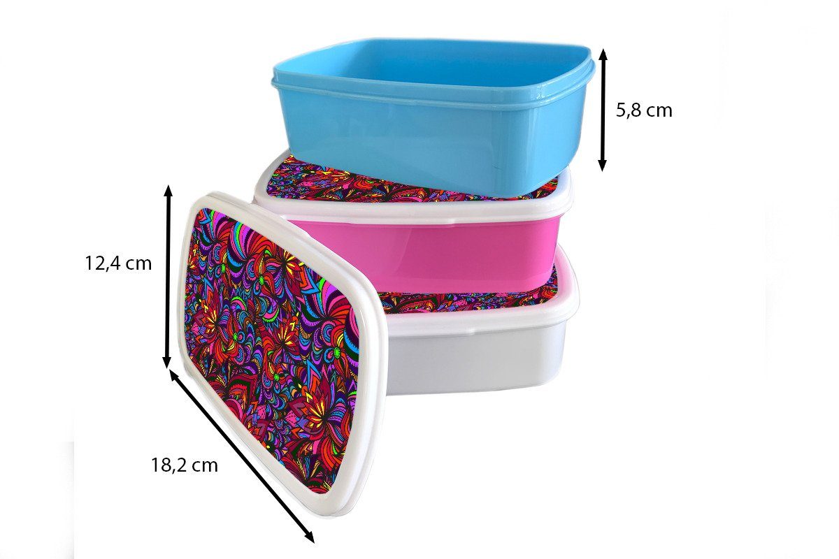 Brotbox - (2-tlg), Muster Snackbox, Abstrakt, Mädchen, Dschungel Brotdose - rosa für Kinder, Kunststoff, MuchoWow Lunchbox Erwachsene, Kunststoff