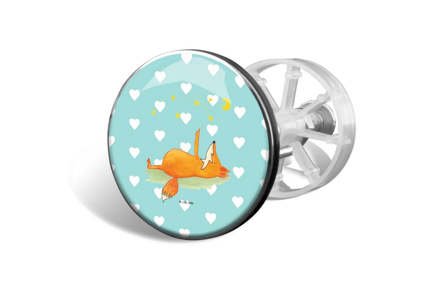 Thumbnail - Mr. & Mrs. Panda Waschbeckenstöpsel Fuchs Sterne - Türkis Pastell - Geschenk, Sternengucker, Füchse, Mond, (Packung, 1 S...