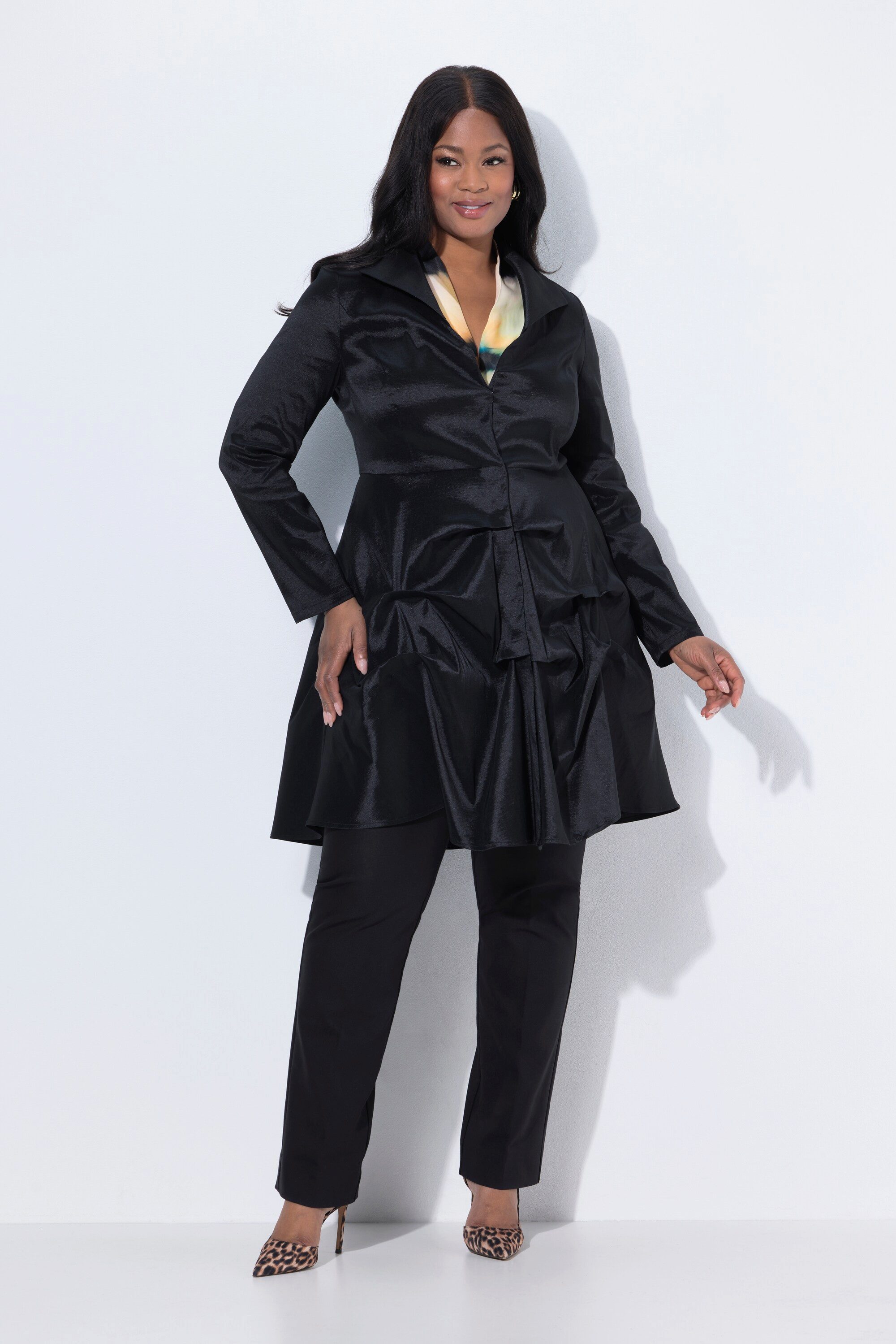 Ulla Popken Sommerjacke Longjacke Schößchen Spatenkragen günstig online kaufen