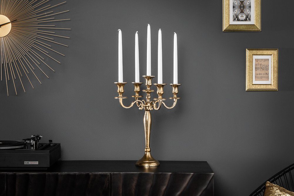 riess-ambiente Kerzenständer MODERN BAROCK 40cm gold, Metall · Kerzenhalter · Deko · Barock-Design