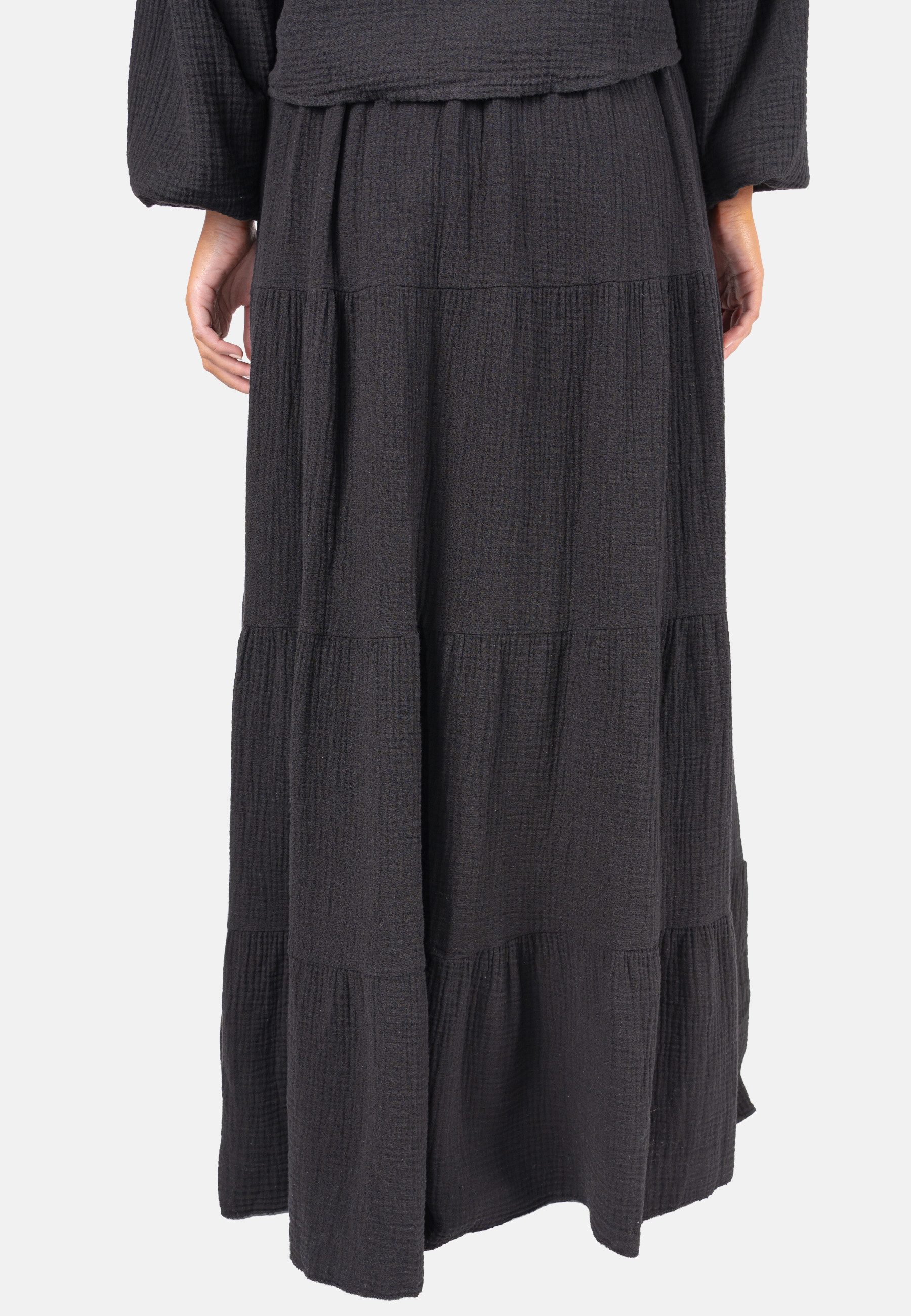 Seasons of April A-Linien-Rock DAISY MUSSELIN Musselinrock Maxirock Damen Baumwolle Lang, Daisy Stufenrock Boho